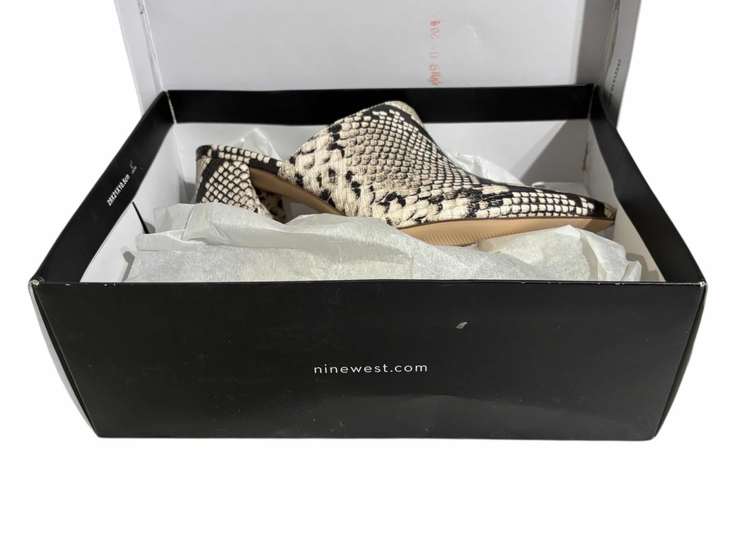 Photo 1 of NIB NINE WEST RENNY MULE SLIDES, LIGHT NATURAL SNAKE WOMENS SIZE 8.5M $80