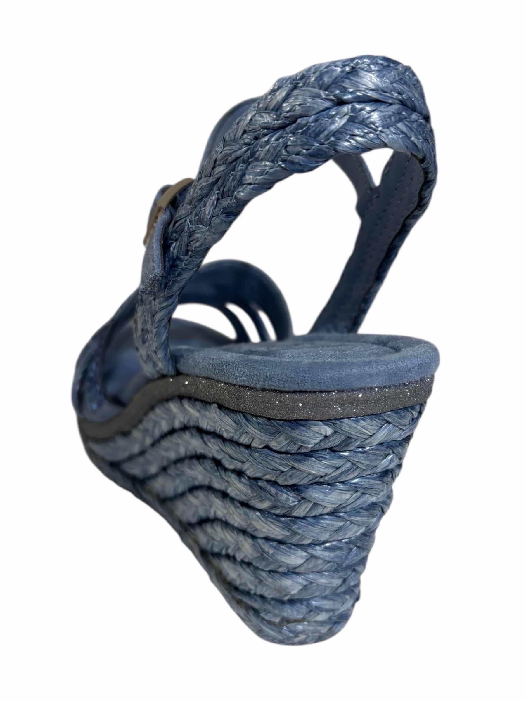 Photo 1 of NIB IMPO MEMORY FOAM WOMENS OSSIE PLATFORM WEDGE SANDAL, SOFT BLUE SIZE 8.5M $90