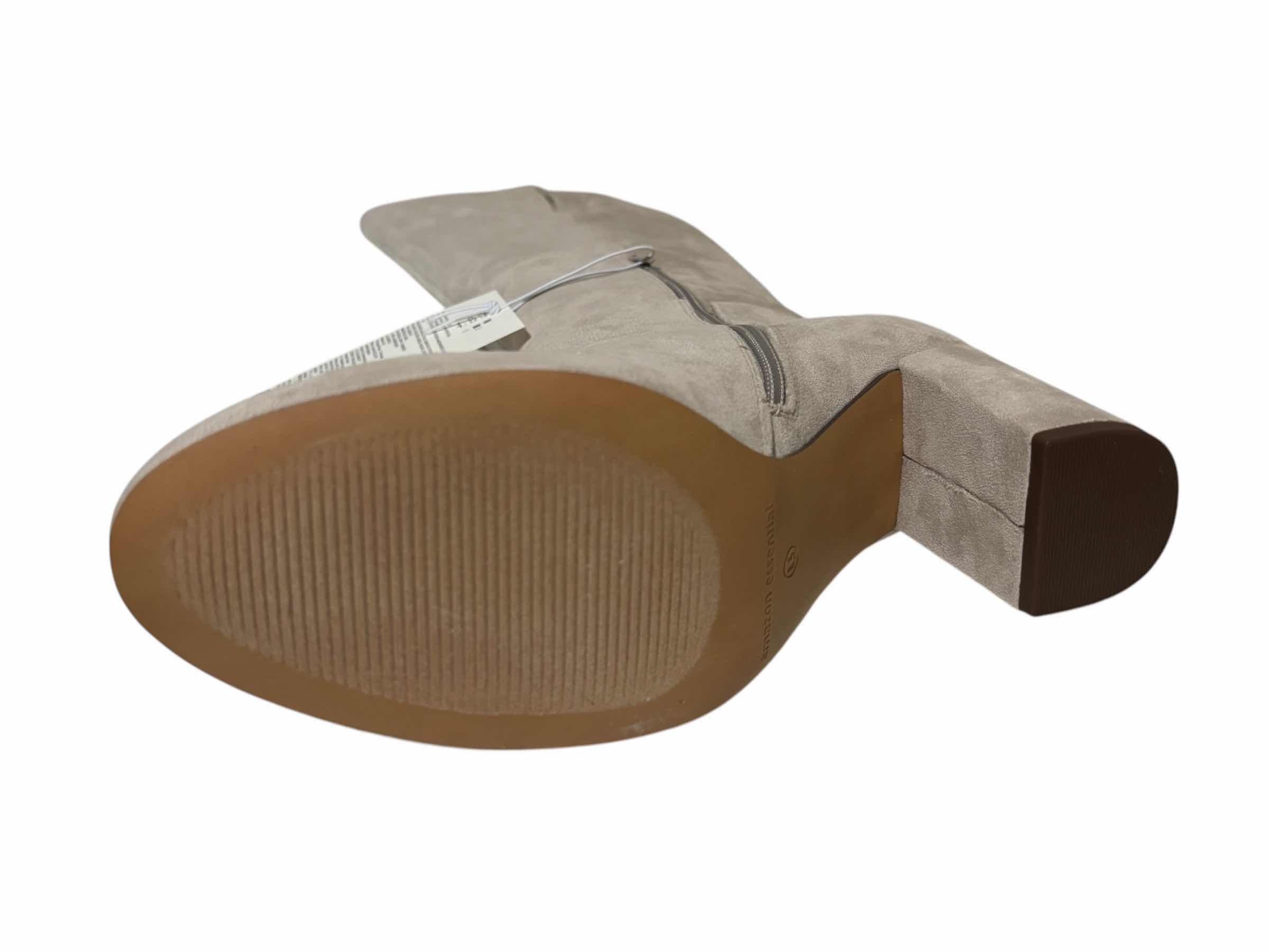 Photo 1 of AMAZON ESSENTIALS WOMENS TALL BOOT W 3” HEEL & ZIPPER, GREY FAUX SUEDE WOMENS SIZE 8.5