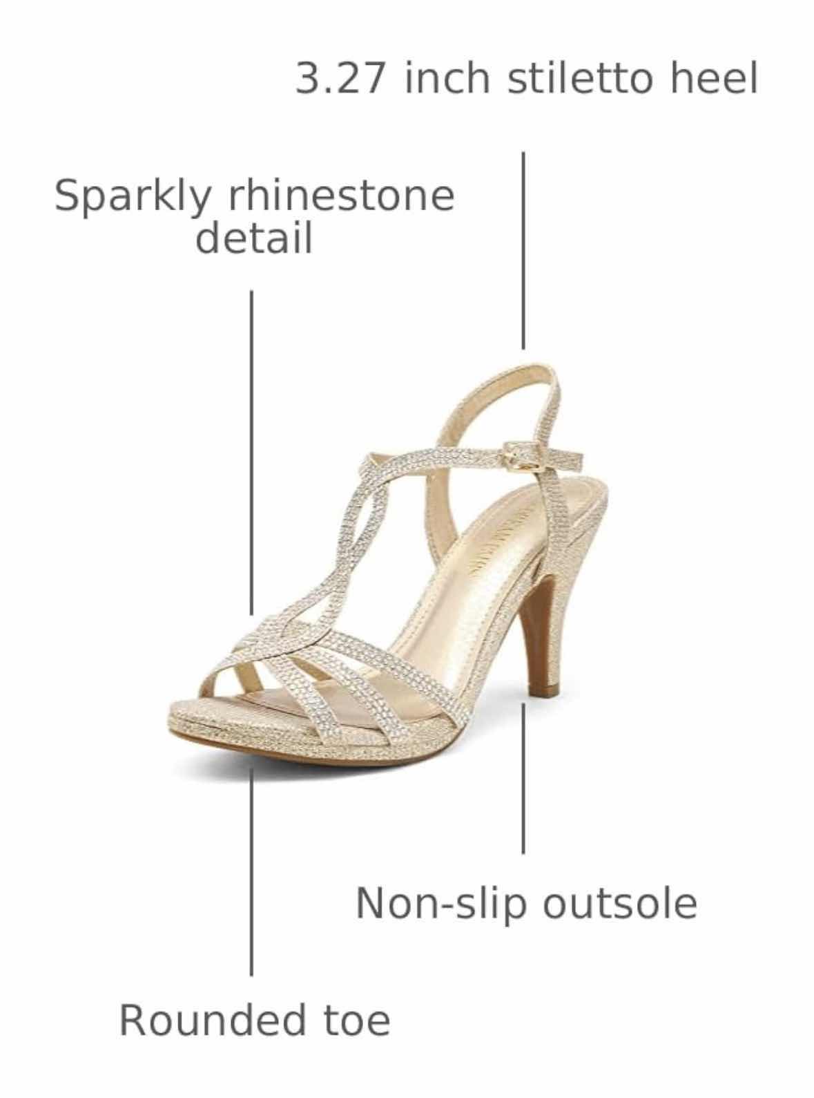 Photo 1 of DREAM PAIRS OPEN TOE STILETTO RHINESTONE KITTEN HEELS, GOLD WOMENS SIZE 8.5