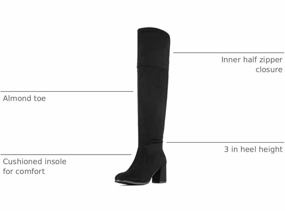 Photo 1 of DREAM PAIRS THIGH HIGH OVER THE KNEE 3” HEEL BOOTS, BLACK FAUX SUEDE WOMENS SIZE 8.5