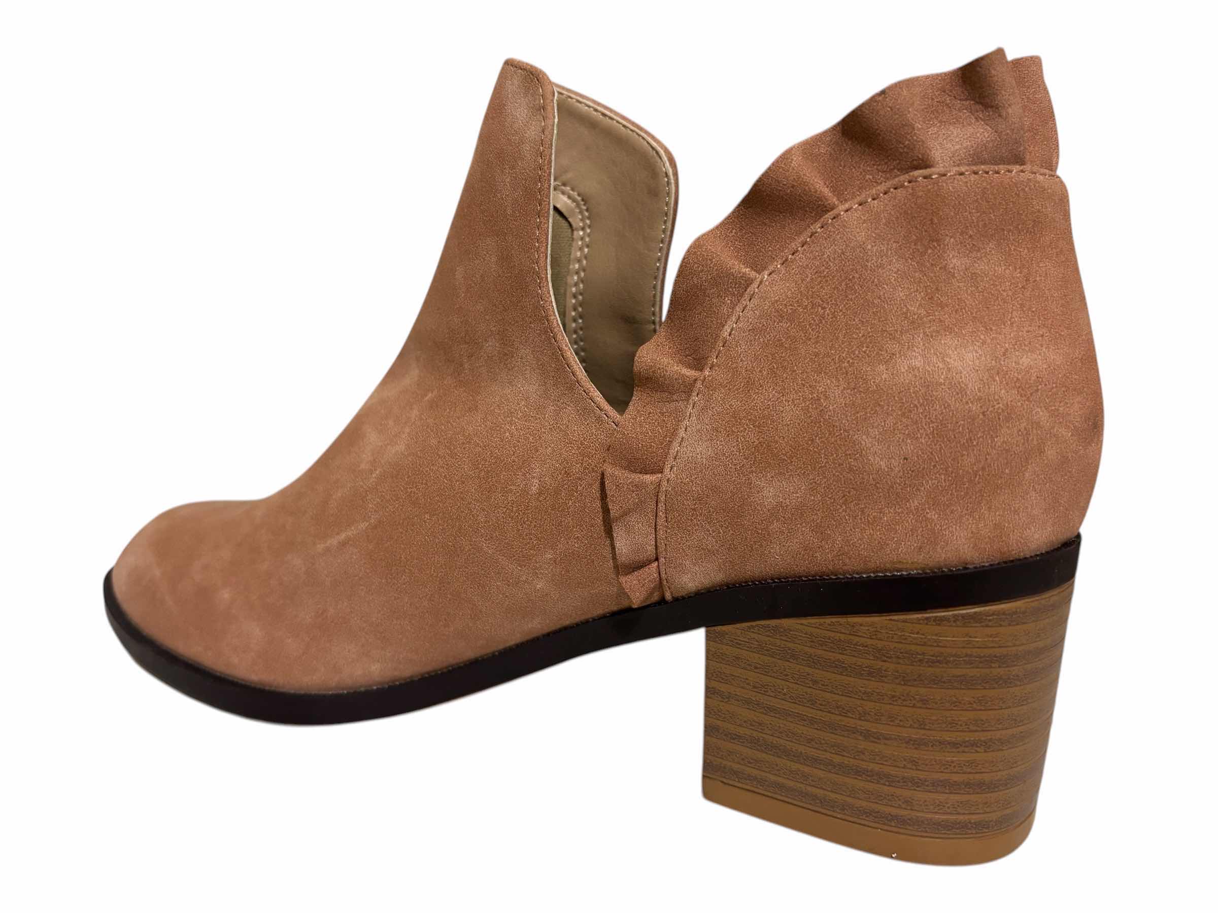 Photo 1 of COMFORT RUFFLE DEEP-V ANKLE BOOTIES, ROSE WOMENS SIZE 8.5