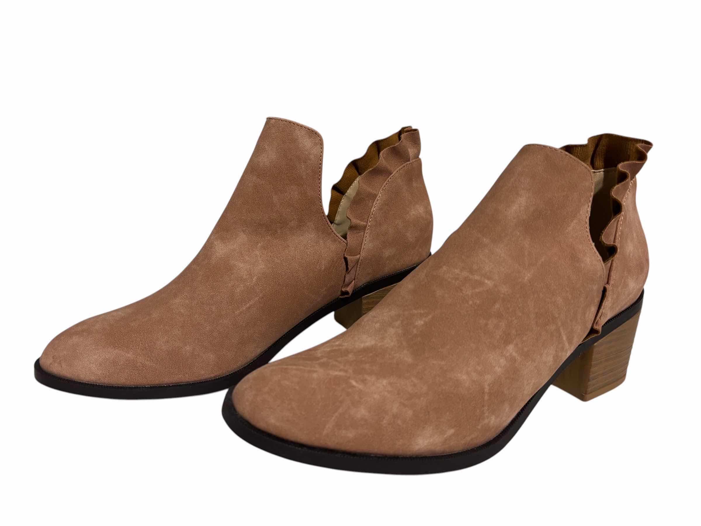 Photo 1 of COMFORT RUFFLE DEEP-V ANKLE BOOTIES, ROSE WOMENS SIZE 8.5