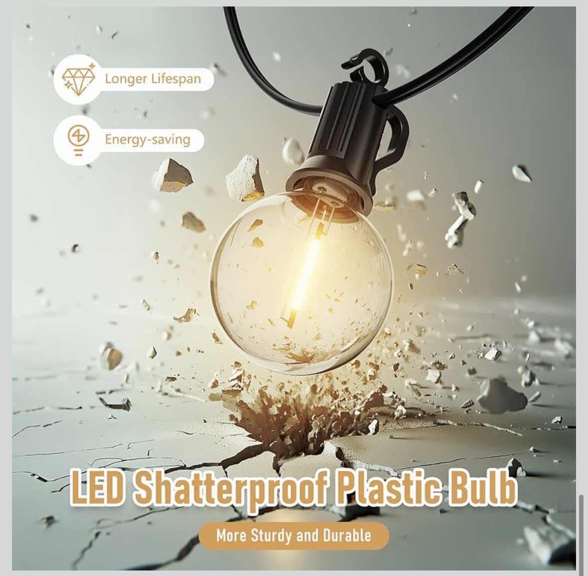 Photo 1 of BRIGHTOWN CLEAR G40 GLOBE OUTDOOR STRING LIGHT SET, 50 FT, BLACK