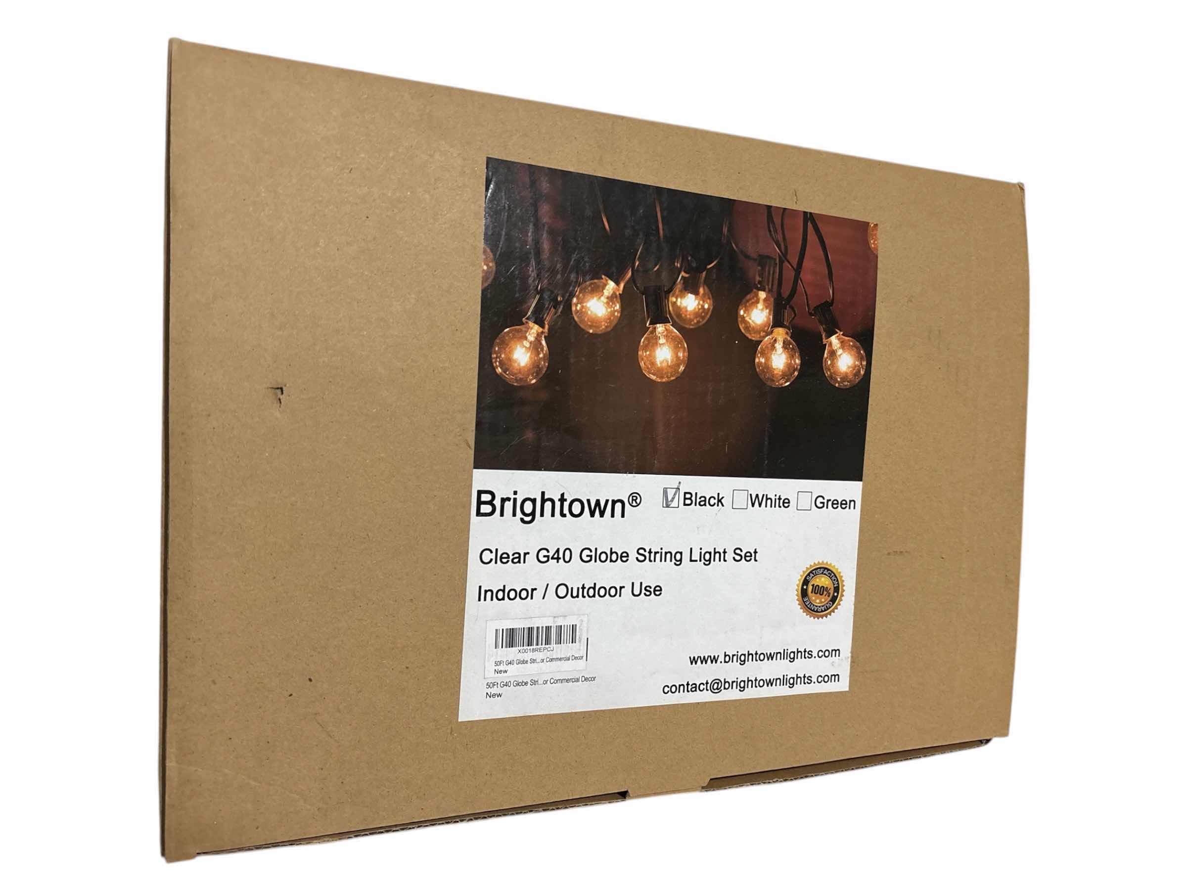 Photo 1 of BRIGHTOWN CLEAR G40 GLOBE OUTDOOR STRING LIGHT SET, 50 FT, BLACK