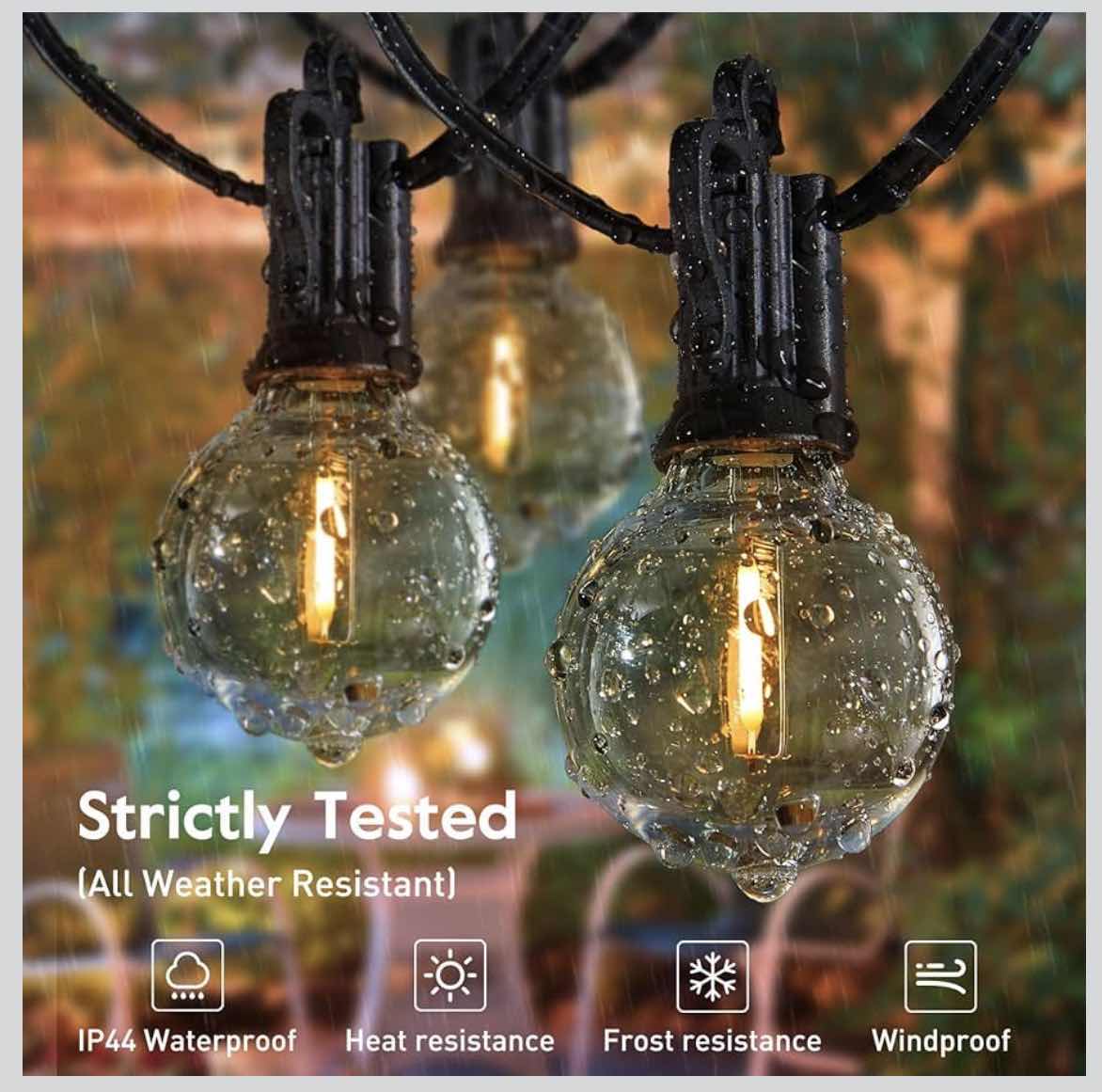 Photo 1 of BRIGHTOWN CLEAR G40 GLOBE OUTDOOR STRING LIGHT SET, 50 FT, BLACK
