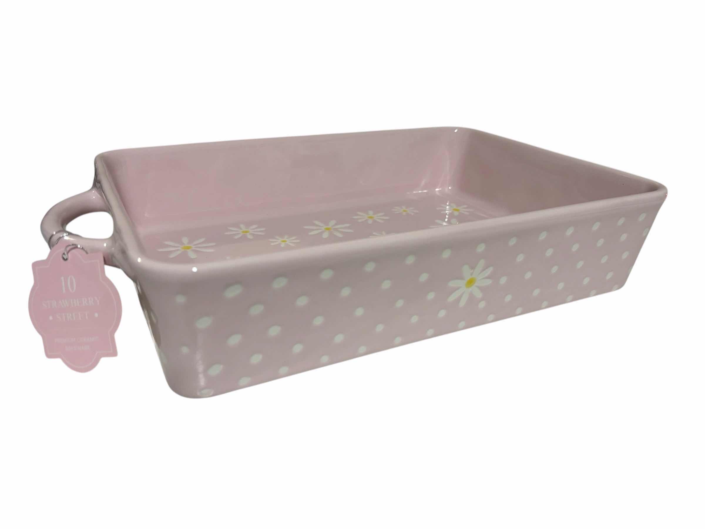 Photo 1 of 10 STRAWBERRY STREET DAISY POLKA DOT RECTANGULAR BAKING DISH 8” X 14” H3"