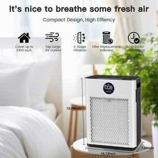 Photo 1 of FRESHDEW H13 TRUE HEPA FILTER PERSONAL CONSOLE AIR PURIFIER, 2300 SQ FT, WHITE #LY036SPS-240200U1   $168