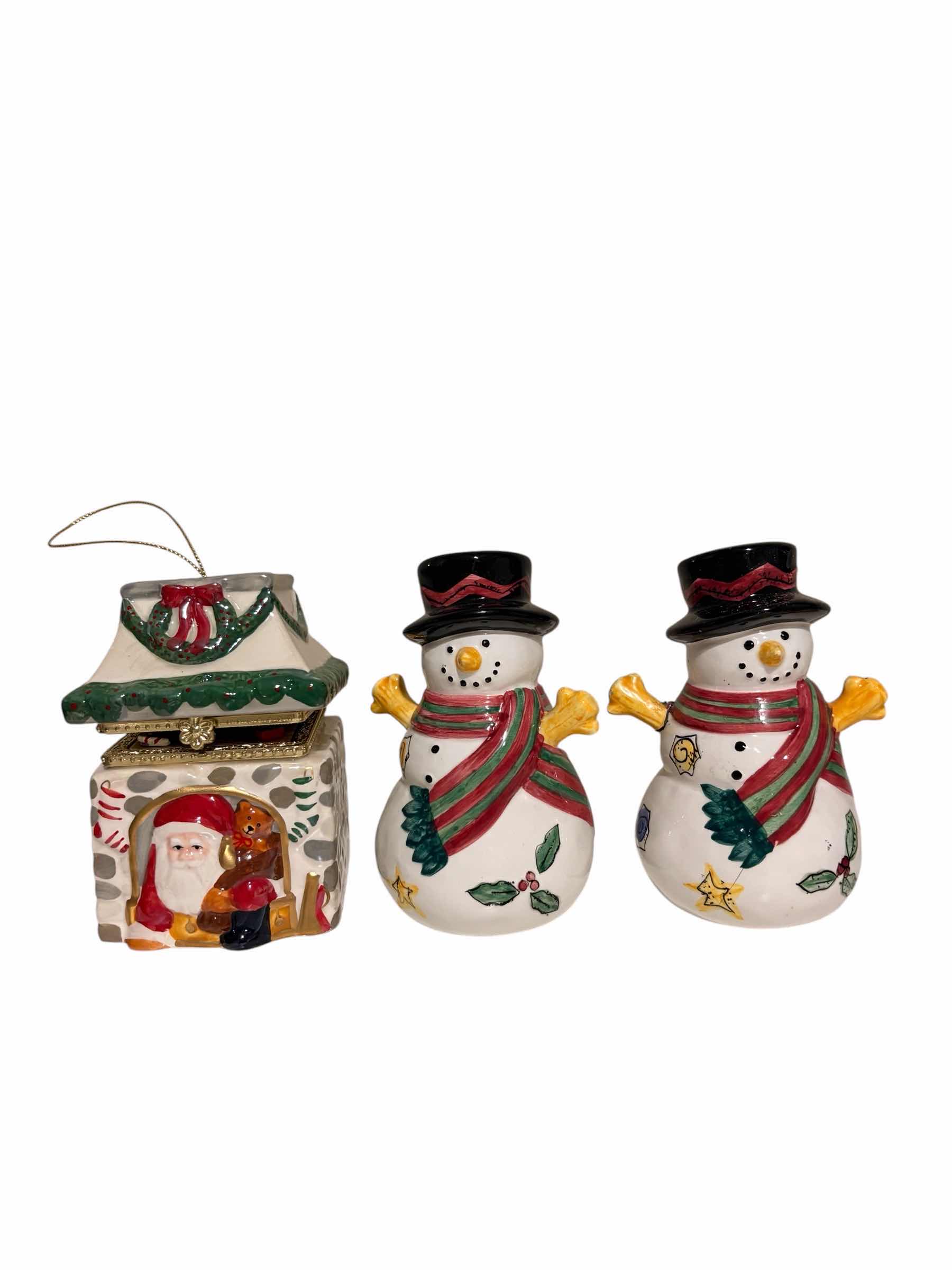 Photo 1 of CHRISTMAS CERAMIC ORNAMENT AND SALT/PEPPER SHAKERS RETAIL $24