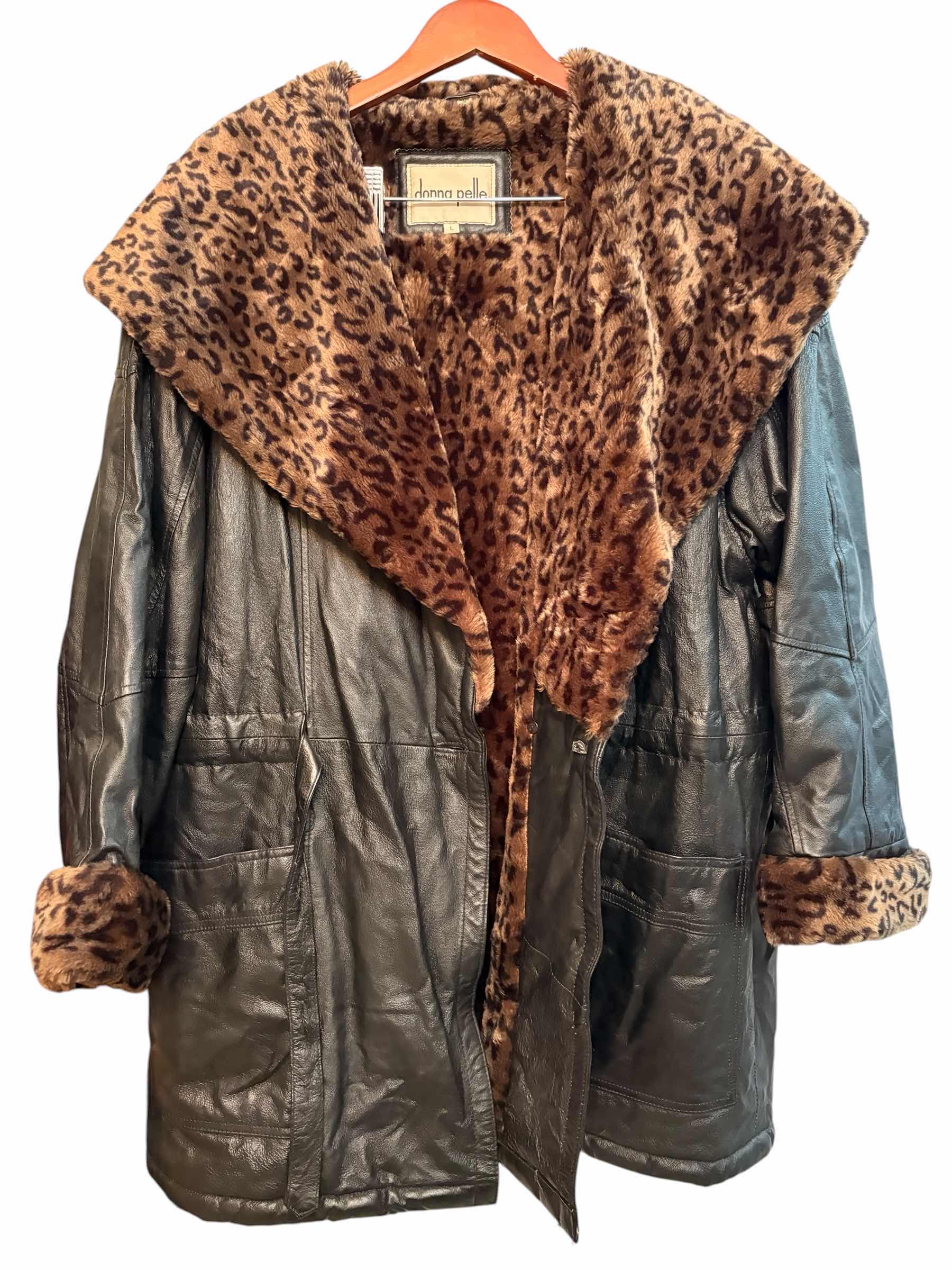 Photo 1 of DONNA PELLE LEATHER COAT WOMENS SIZE L $150