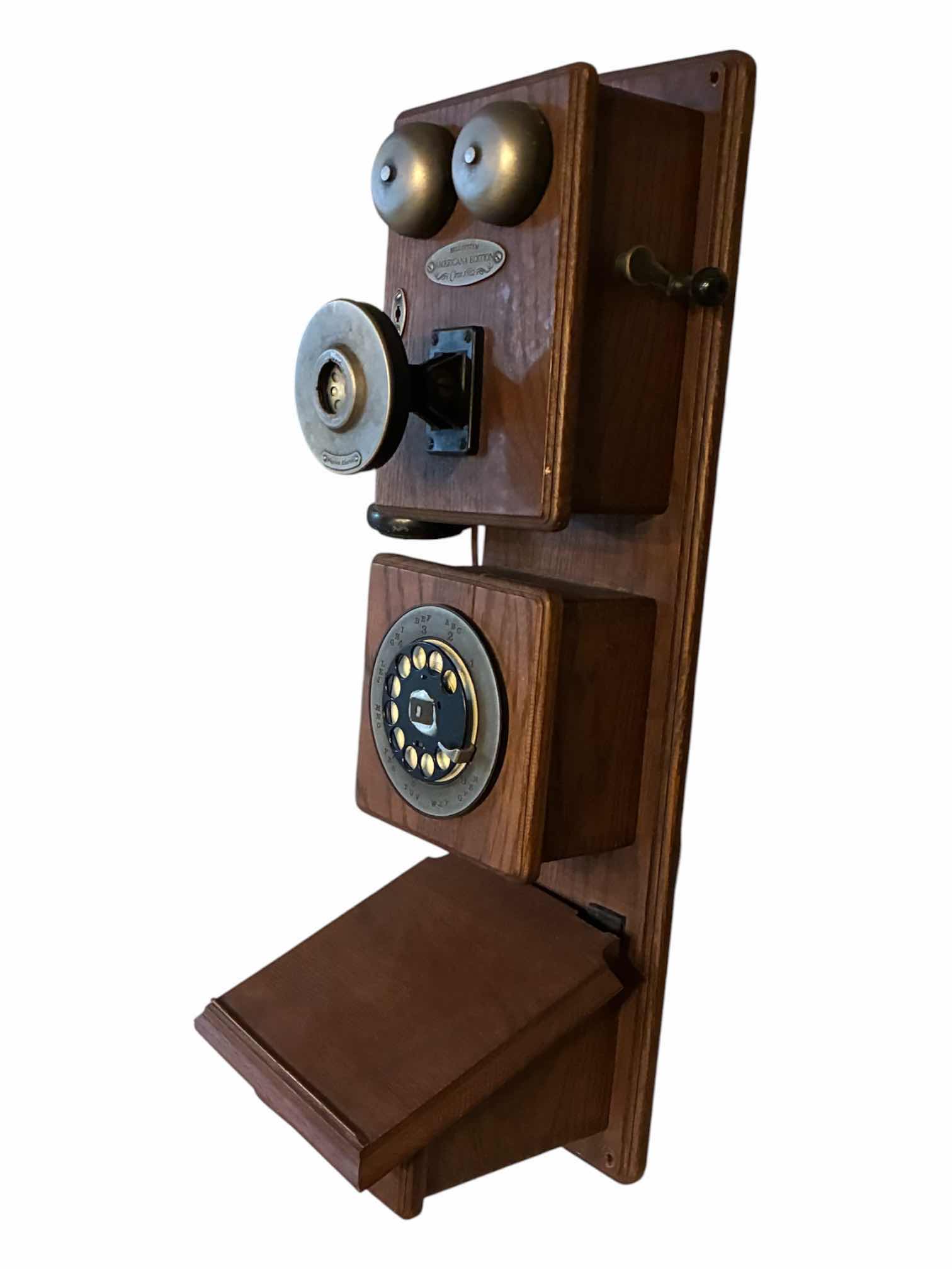 Photo 1 of BELL SYSTEM AMERICANA EDITION CIRCA 1882 WOOD ROTARY PHONE 9“ X 9“ H23.75”