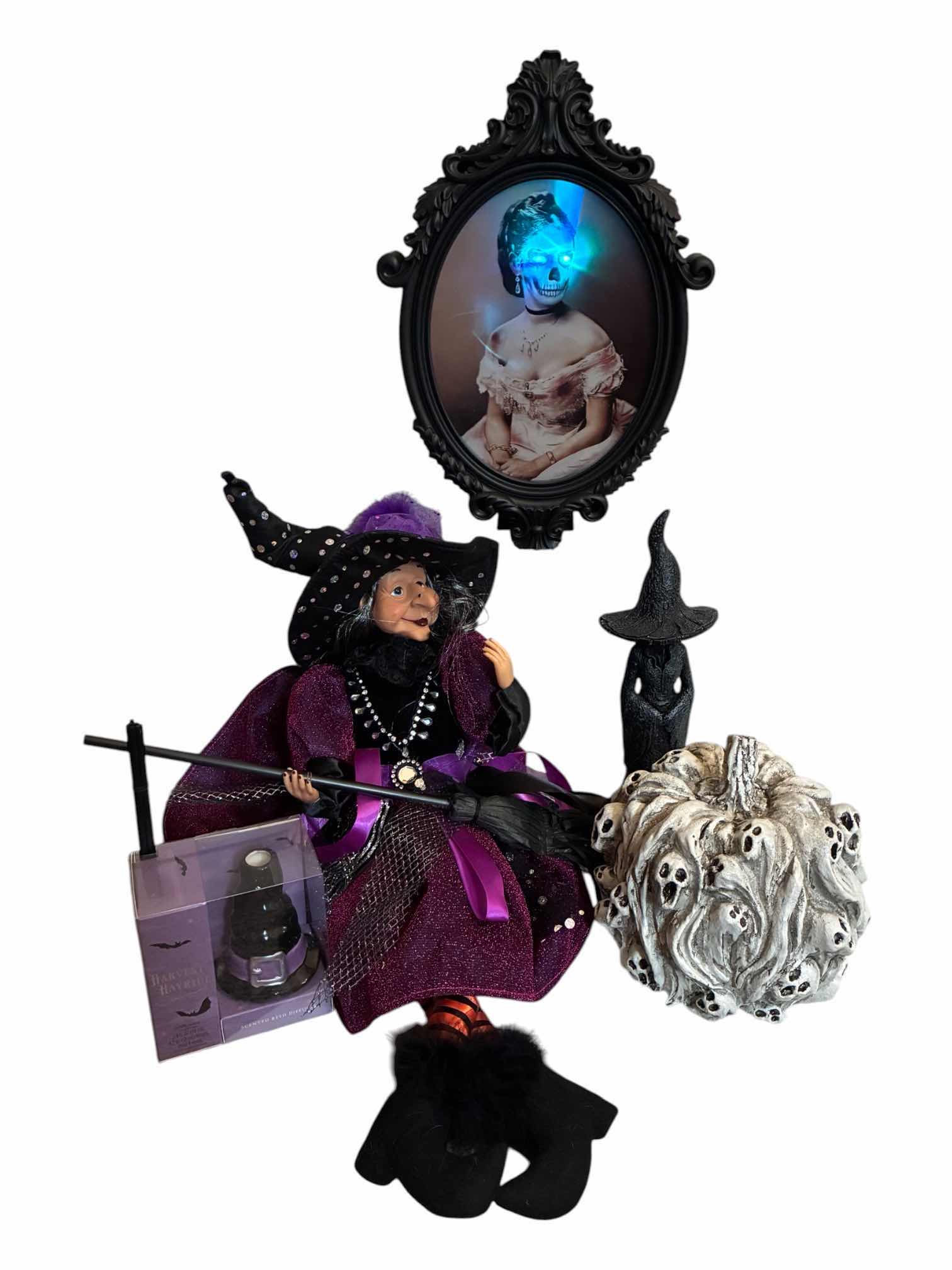 Photo 1 of HALLOWEEN DECOR – WITCHES, WITCH HAT DIFFUSER, PUMPKIN & SCARY LIGHT UP HOLOGRAM FRAMED ART