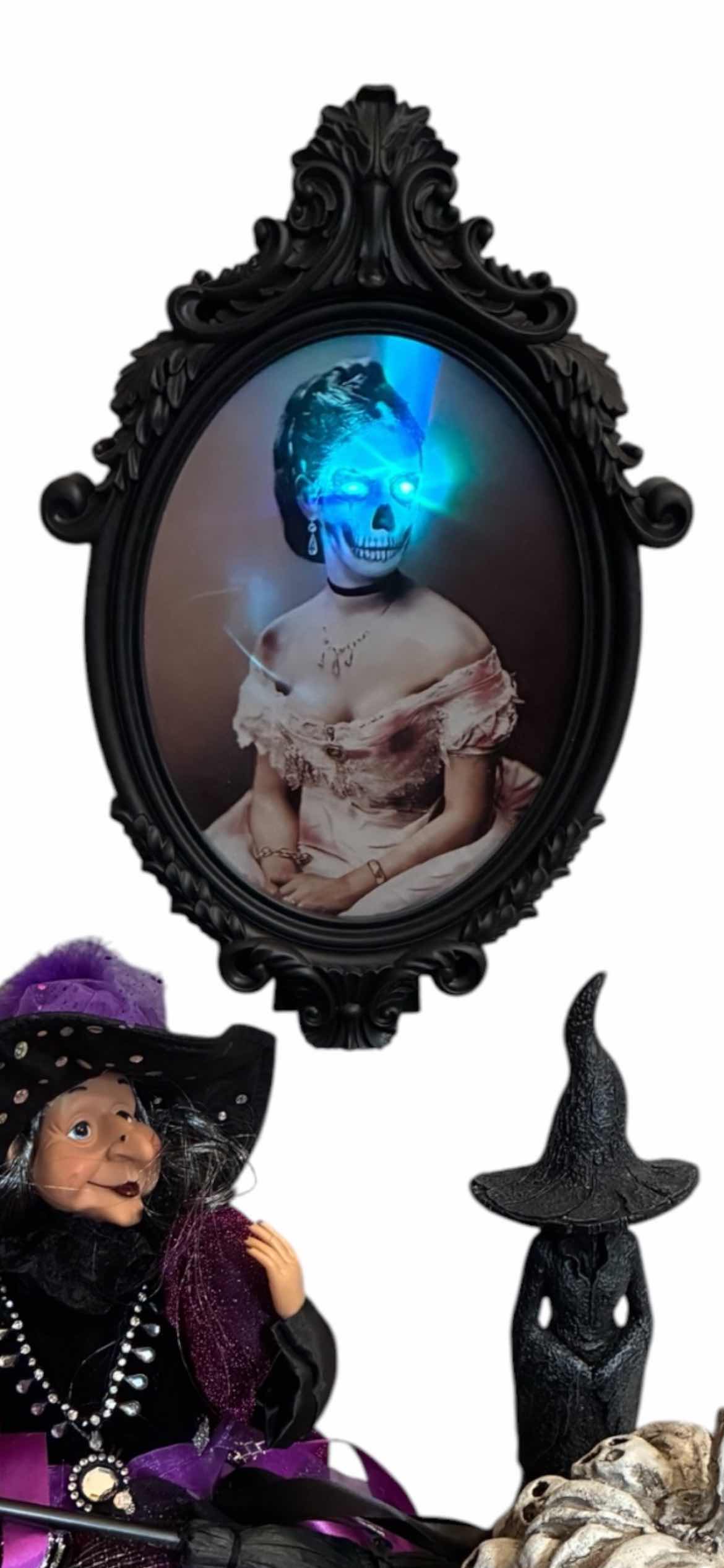 Photo 1 of HALLOWEEN DECOR – WITCHES, WITCH HAT DIFFUSER, PUMPKIN & SCARY LIGHT UP HOLOGRAM FRAMED ART