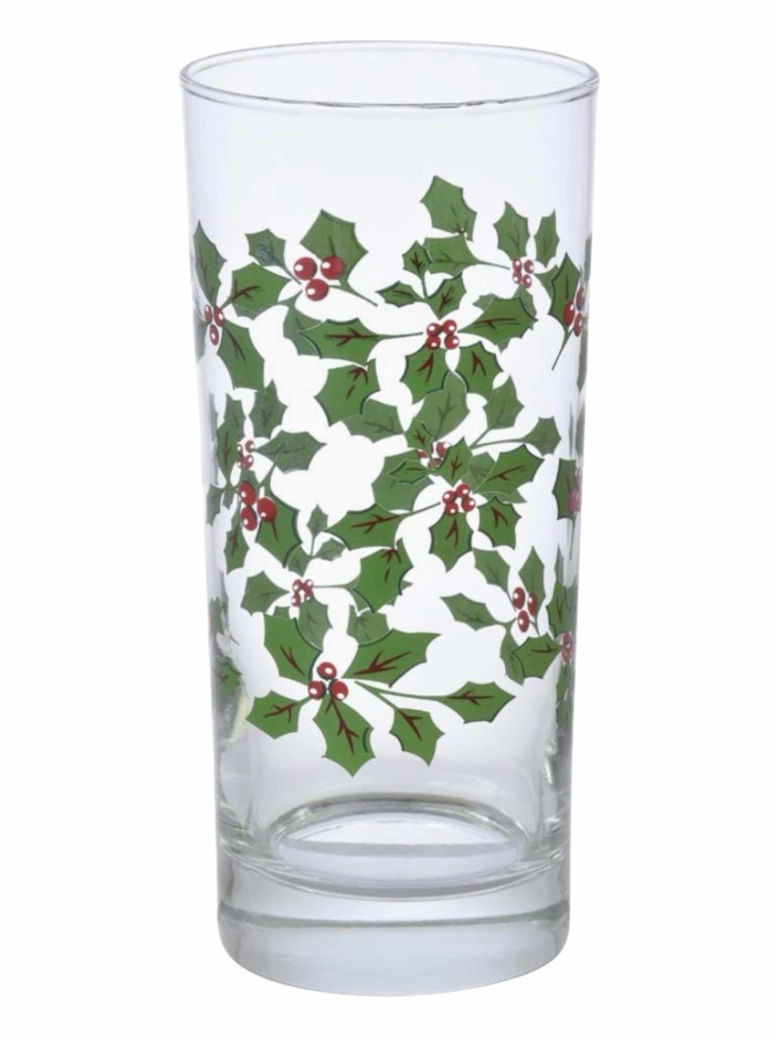 Photo 1 of HOLLY BERRY 16OZ CLEAR GLASS COOLERS