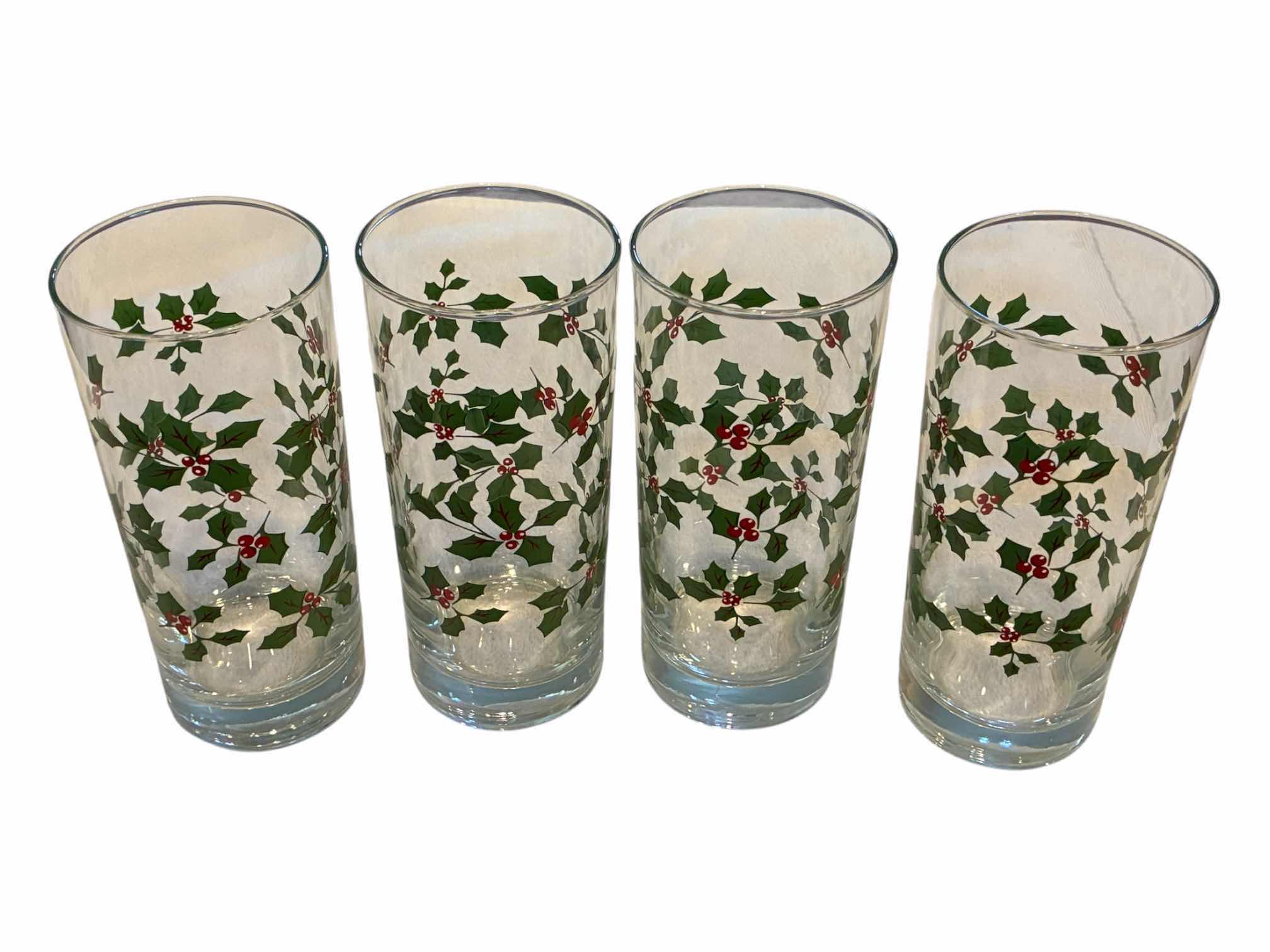 Photo 1 of HOLLY BERRY 16OZ CLEAR GLASS COOLERS