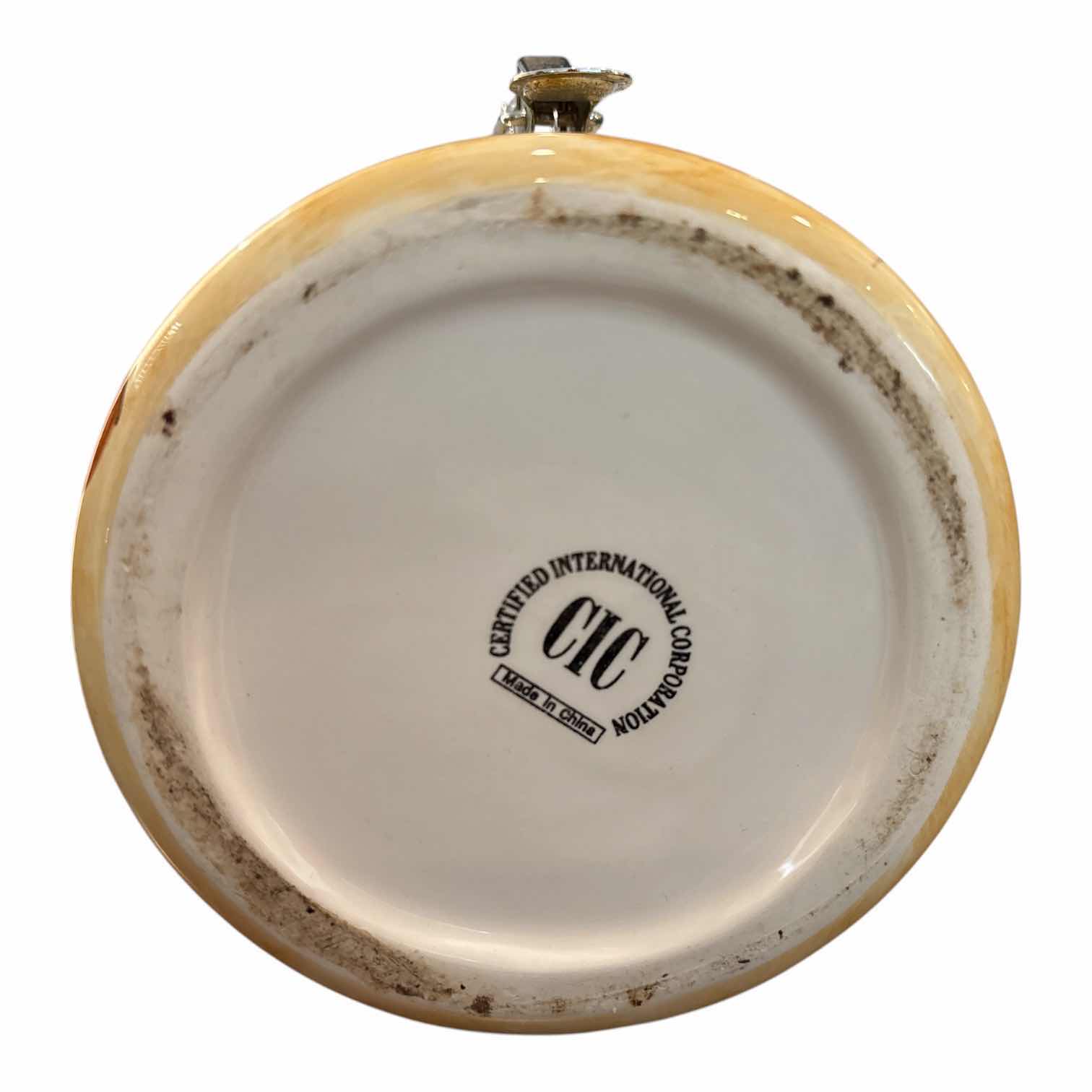 Photo 1 of VINTAGE CERTIFIED INTERNATIONAL CORPORATION CERAMIC 4 JAR SET W LATCH LIDS, FRUIT MOTIF DESIGN (5.75”, 7”, 8”, 9.25”)