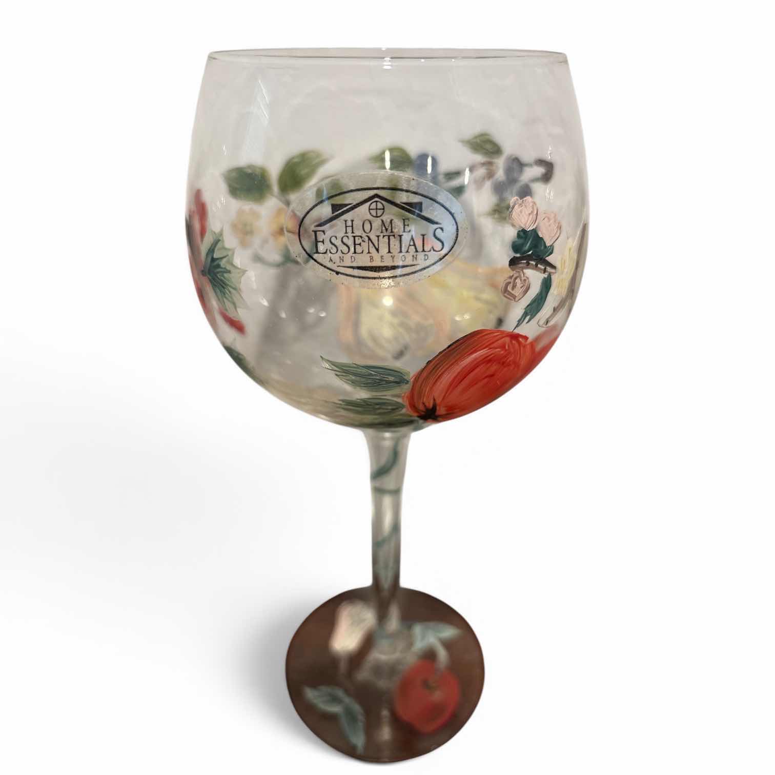 Photo 1 of HOME ESSENTIALS & BEYOND HAND-PAINTED 8.5” WINE GLASSES (3)