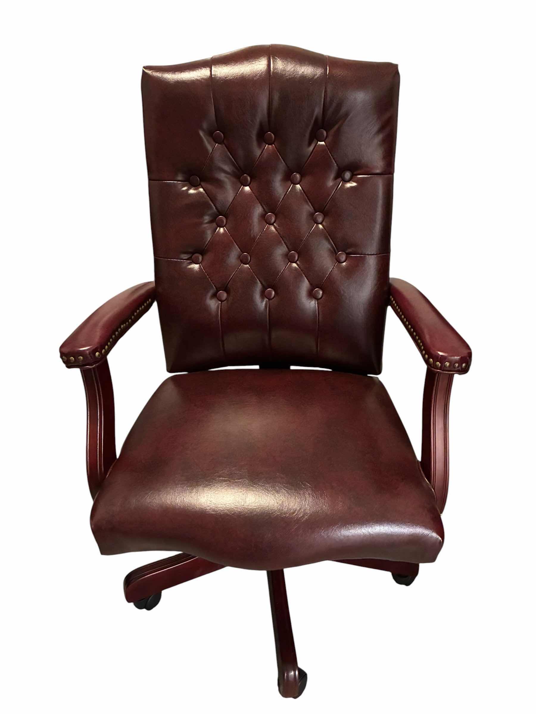 Photo 1 of EXECUTIVE DARK CHERRY LEATHER ROLLING OFFICE CHAIR