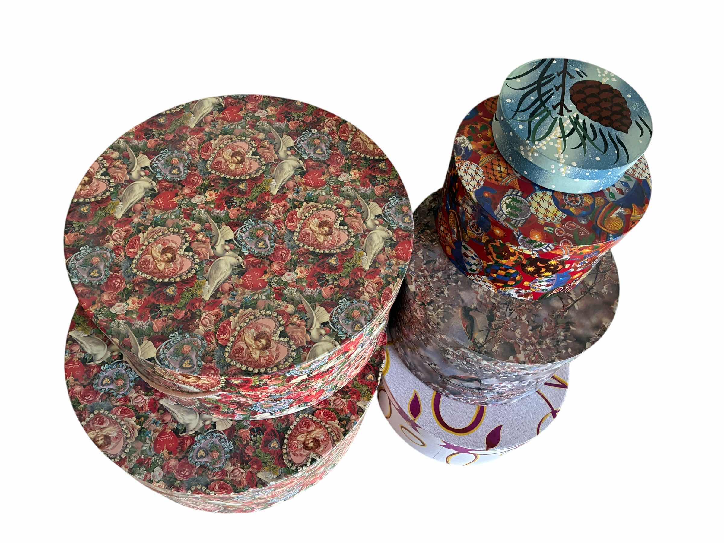 Photo 1 of VINTAGE DECORATIVE ALL OCCASION, ROUND GIFT BOXES 6”-16” (6)