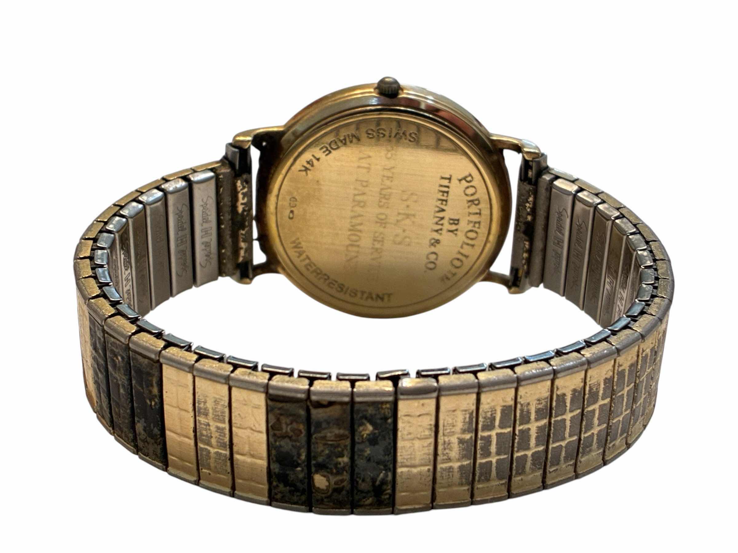 Photo 1 of TIFFANY & CO PORTFOLIO SWISS MADE 14K GOLD FLEX BAND WATCH