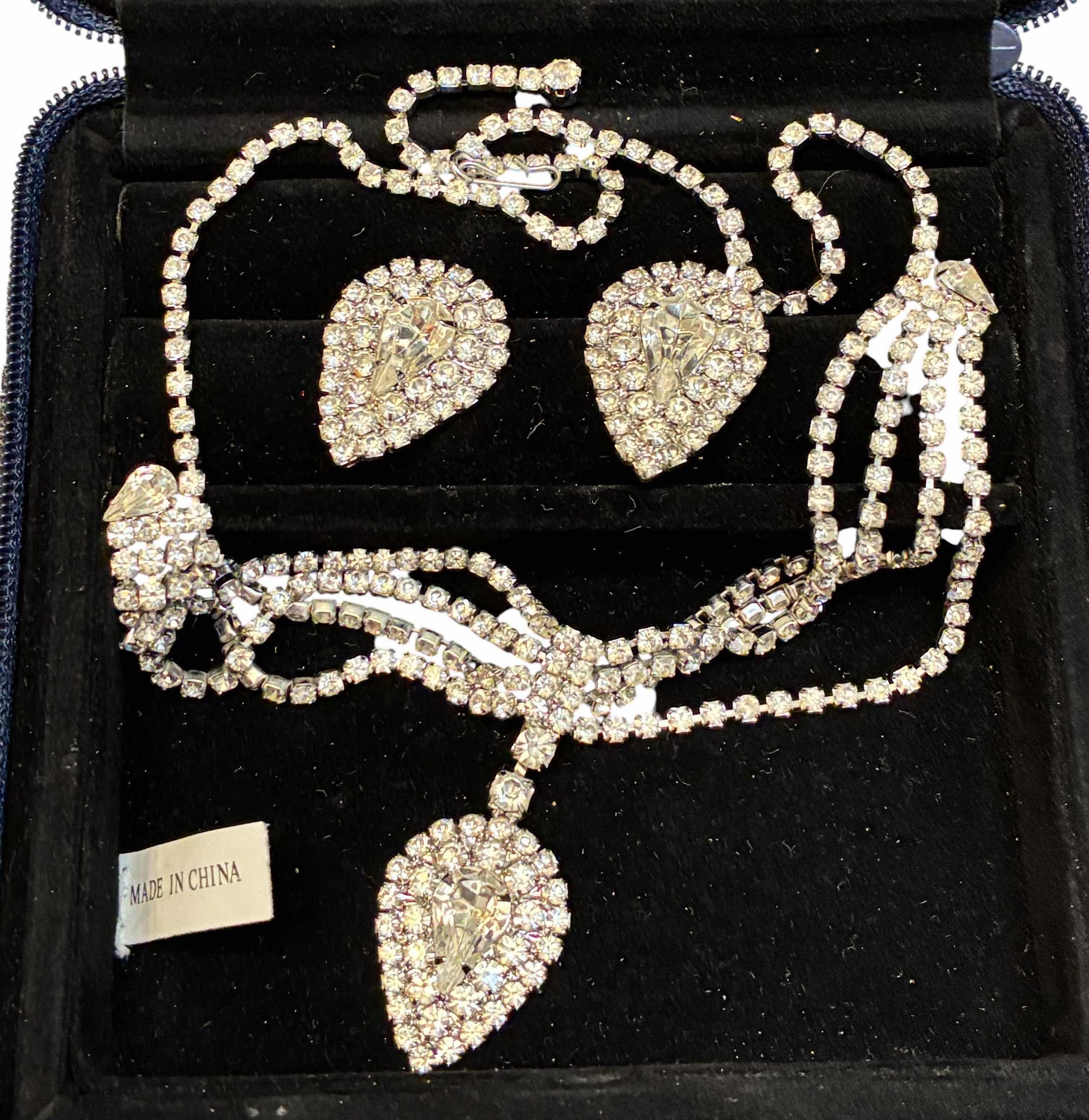Photo 1 of DIAMOND FASHION JEWELRY NECKLACE & EARRINGS SET W VANITY CASE