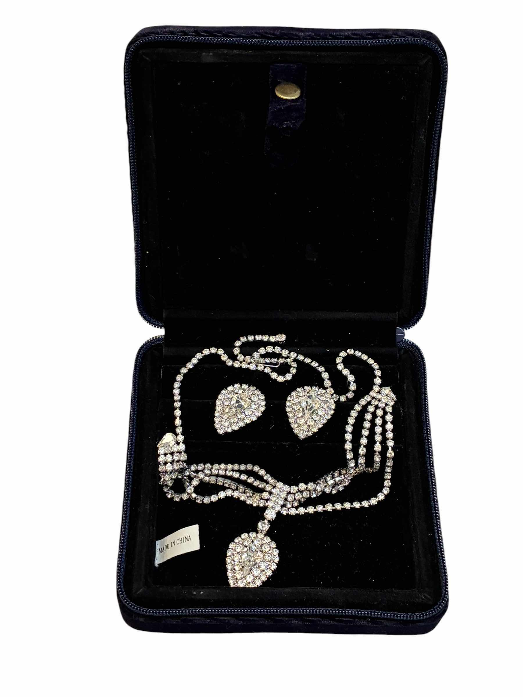 Photo 1 of DIAMOND FASHION JEWELRY NECKLACE & EARRINGS SET W VANITY CASE