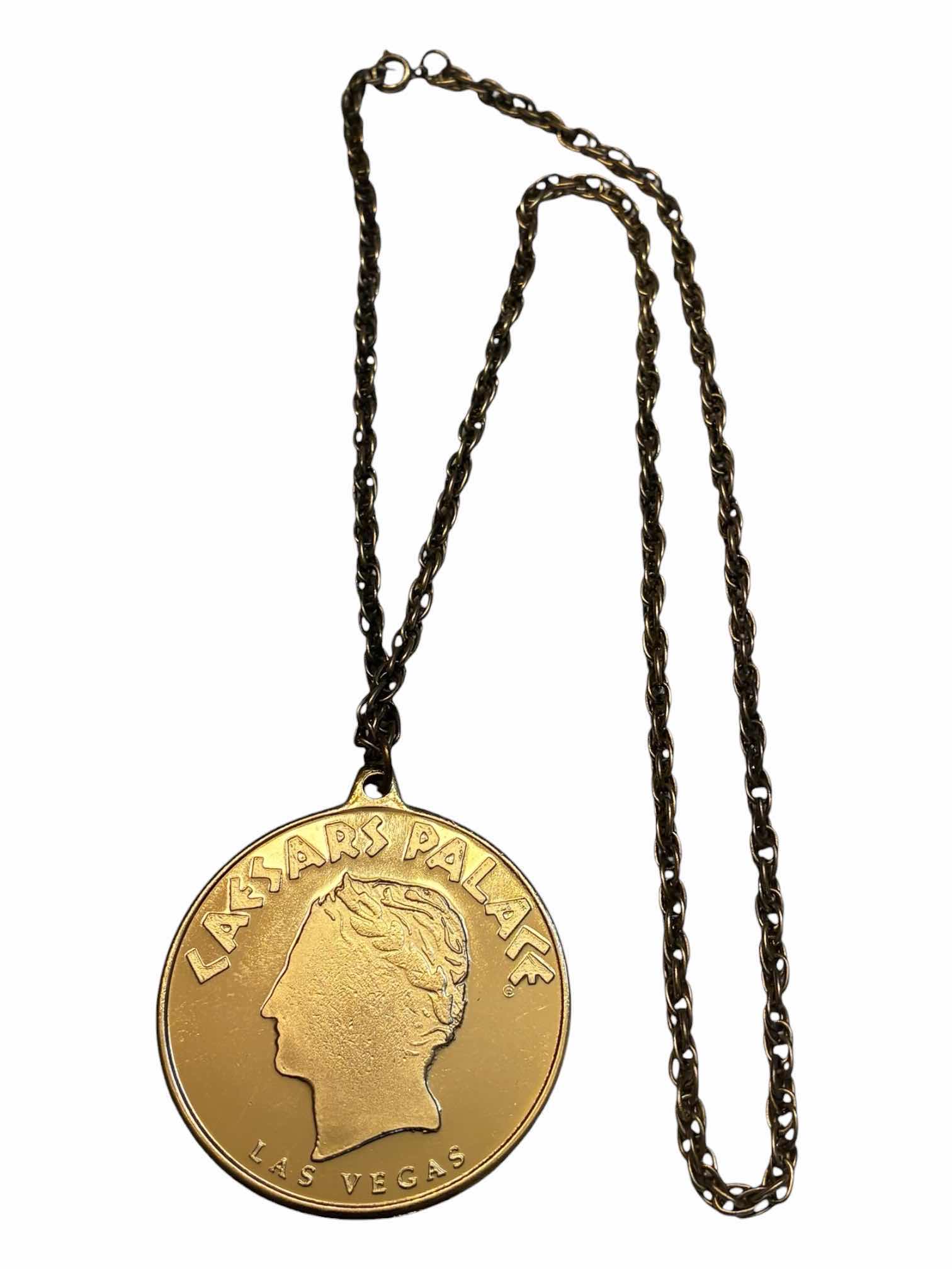 Photo 1 of CAESARS PALACE LAS VEGAS 2” GOLD TONE MEDALLION NECKLACE