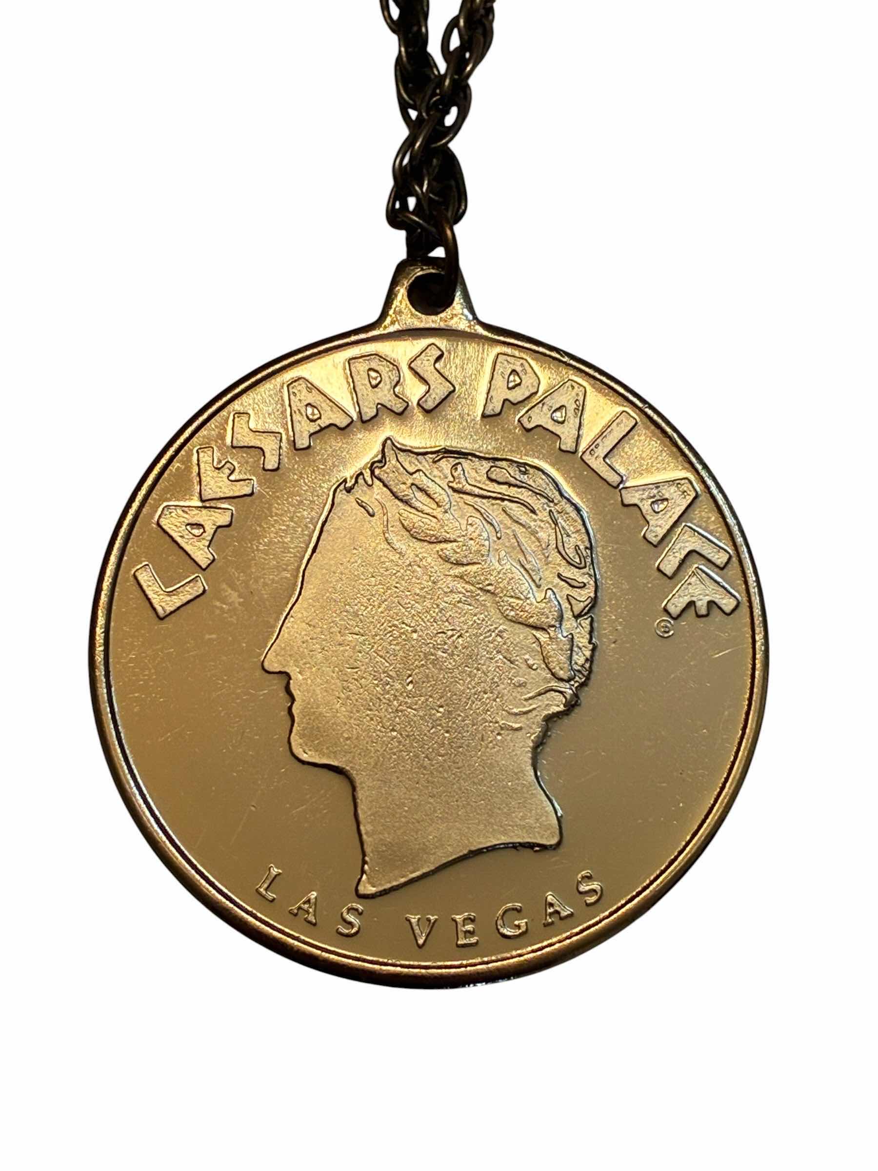 Photo 1 of CAESARS PALACE LAS VEGAS 2” GOLD TONE MEDALLION NECKLACE