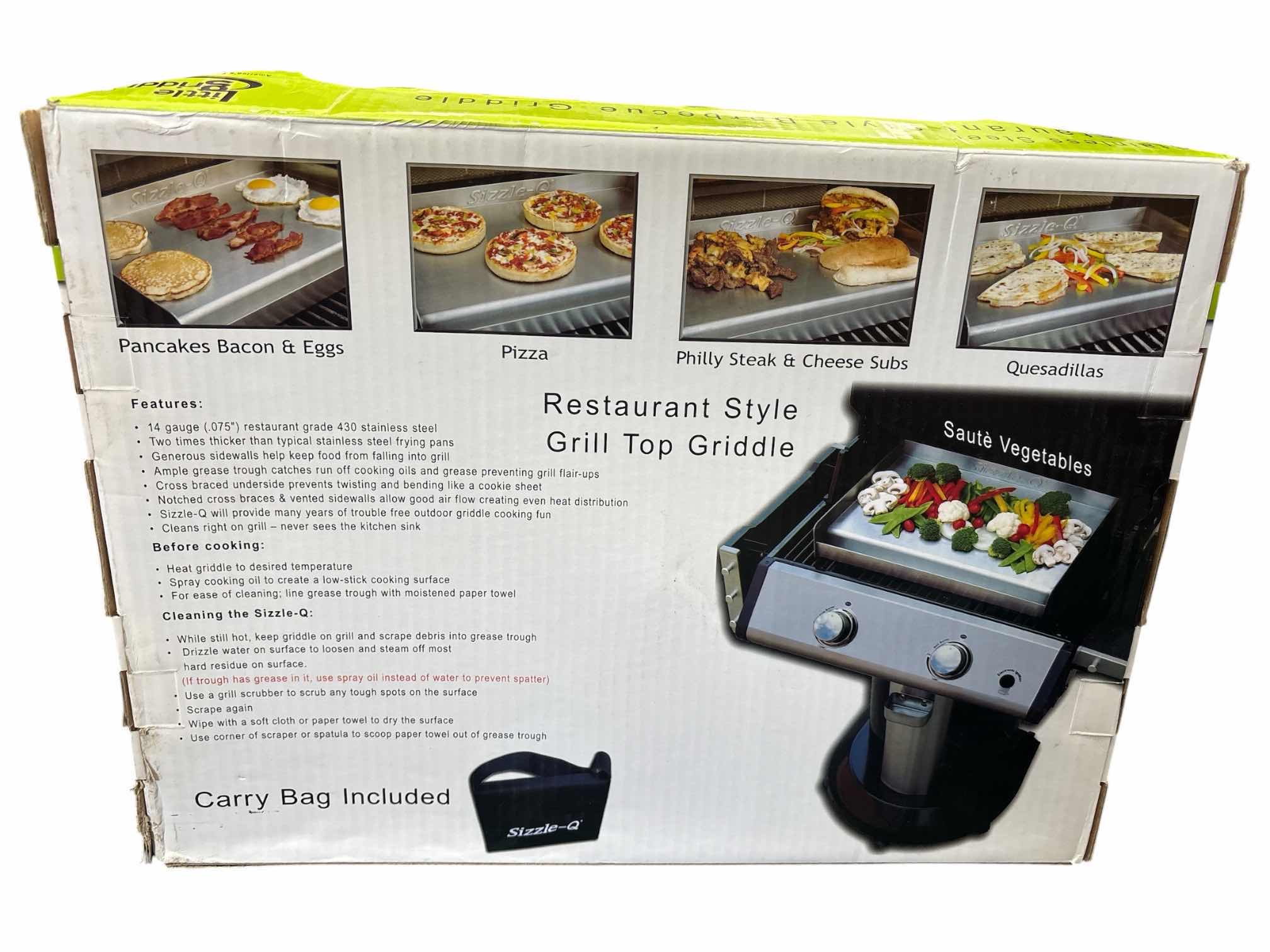 Photo 1 of LITTLE GRIDDLE SIZZLE-Q RESTAURANT STYLE STAINLESS STEEL GRILL TOP GRIDDLE W CARRY BAG INCLUDED