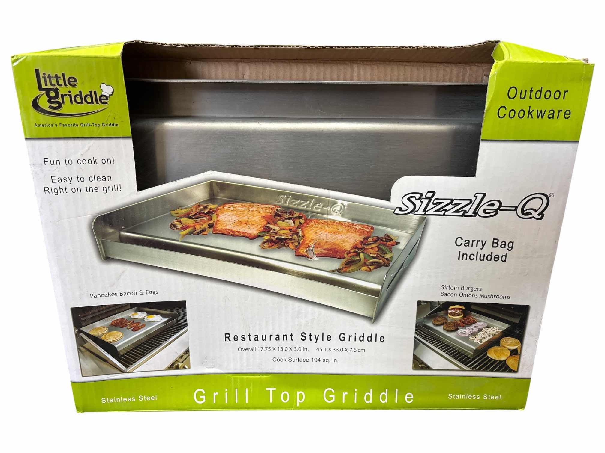 Photo 1 of LITTLE GRIDDLE SIZZLE-Q RESTAURANT STYLE STAINLESS STEEL GRILL TOP GRIDDLE W CARRY BAG INCLUDED