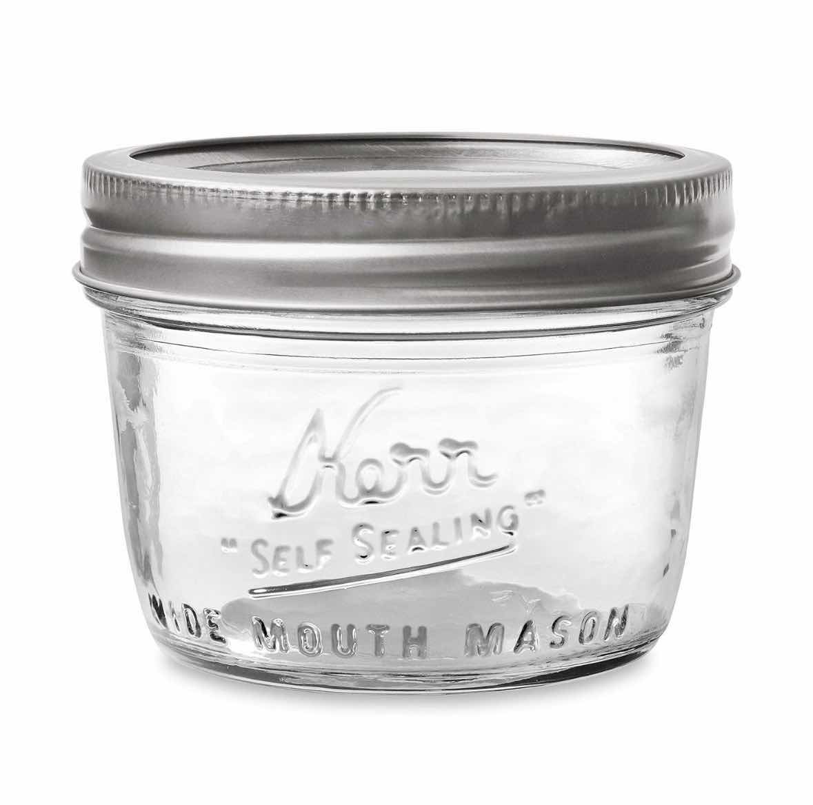 Photo 1 of KERR WIDE MOUTH MASON JARS, 14 WIDE MOUTH HALF PINT JARS & 5 WIDE MOUTH PINT JARS W LIDS & BANDS (19 JARS TOTAL)