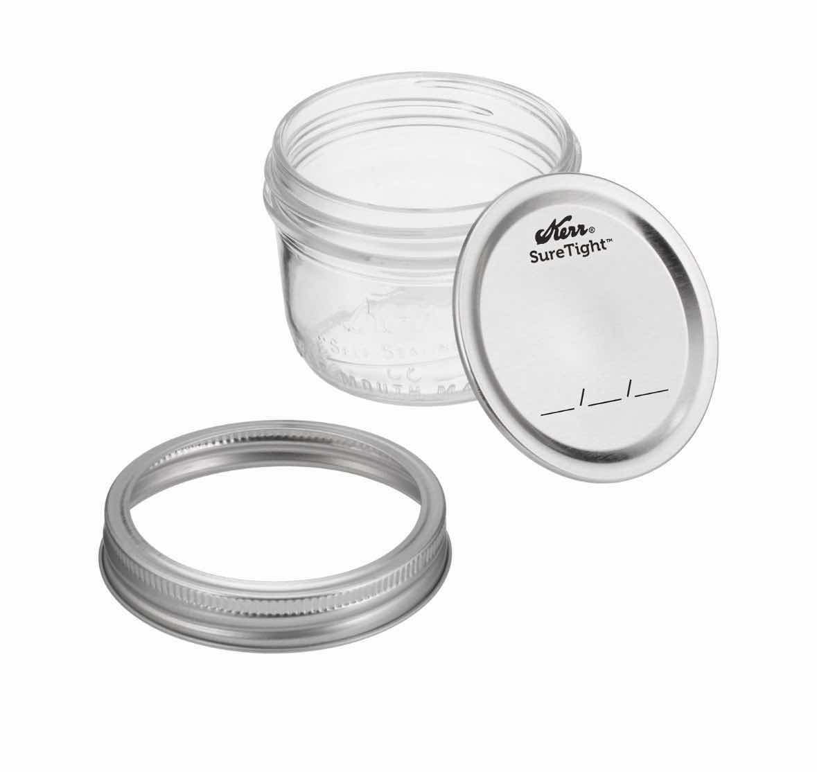 Photo 1 of KERR WIDE MOUTH MASON JARS, 14 WIDE MOUTH HALF PINT JARS & 5 WIDE MOUTH PINT JARS W LIDS & BANDS (19 JARS TOTAL)