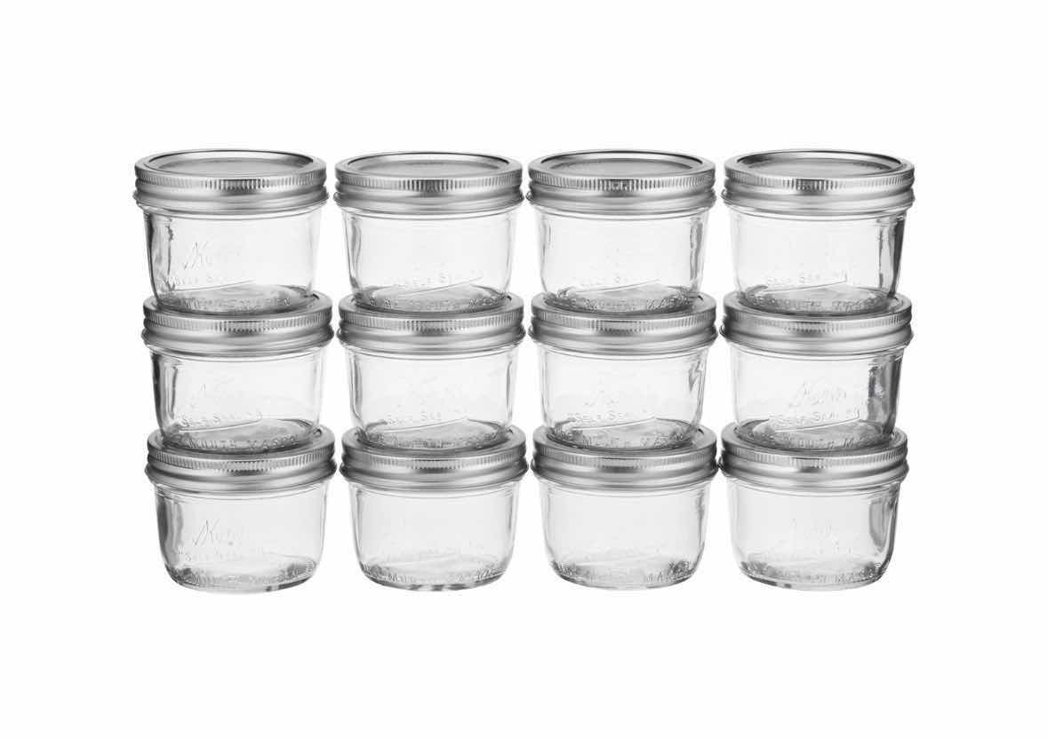Photo 1 of KERR WIDE MOUTH MASON JARS, 14 WIDE MOUTH HALF PINT JARS & 5 WIDE MOUTH PINT JARS W LIDS & BANDS (19 JARS TOTAL)