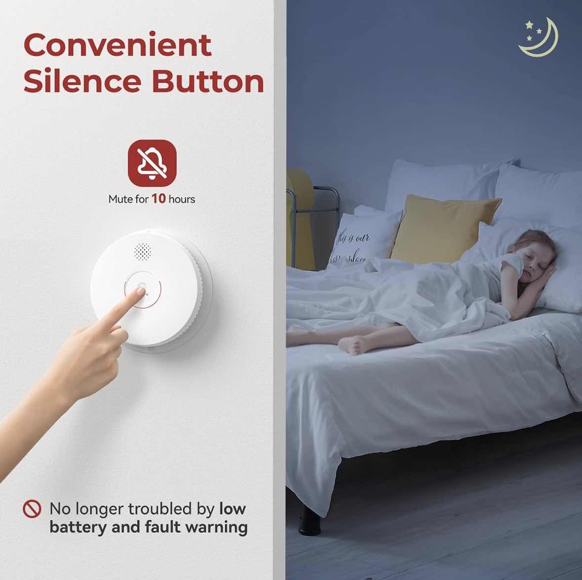 Photo 1 of SITERLINK 6-PACK HARDWIRED INTERCONNECTED SMOKE DETECTORS, PHOTOELECTRIC SMOKE ALARM W 9V BATTERY BACK-UP, TEST/SILENCE BUTTON (GS562A)