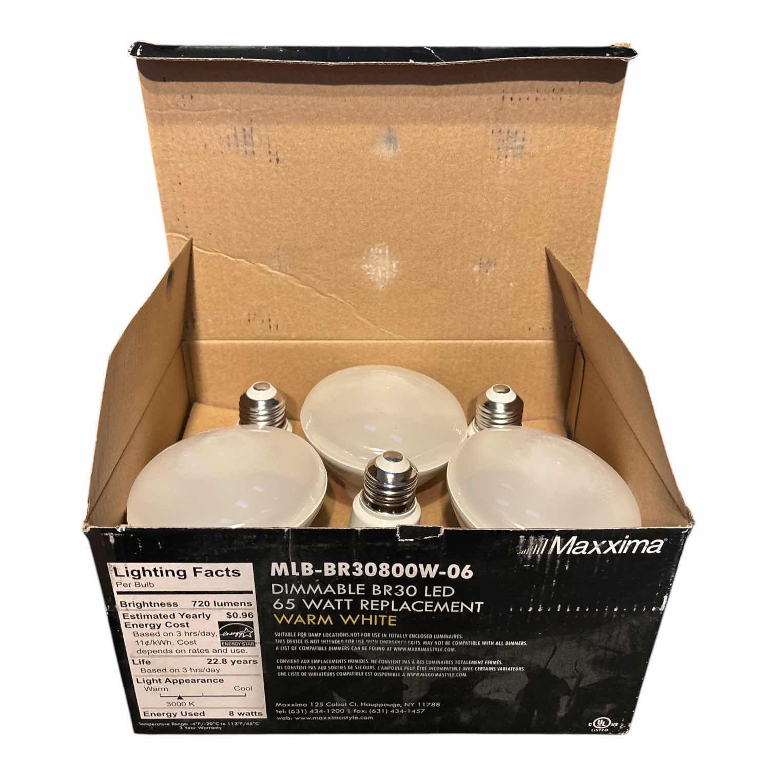 Photo 1 of MAXXIMA 6-PACK 65W REPLACEMENT DIMMABLE BR30 LED BULBS