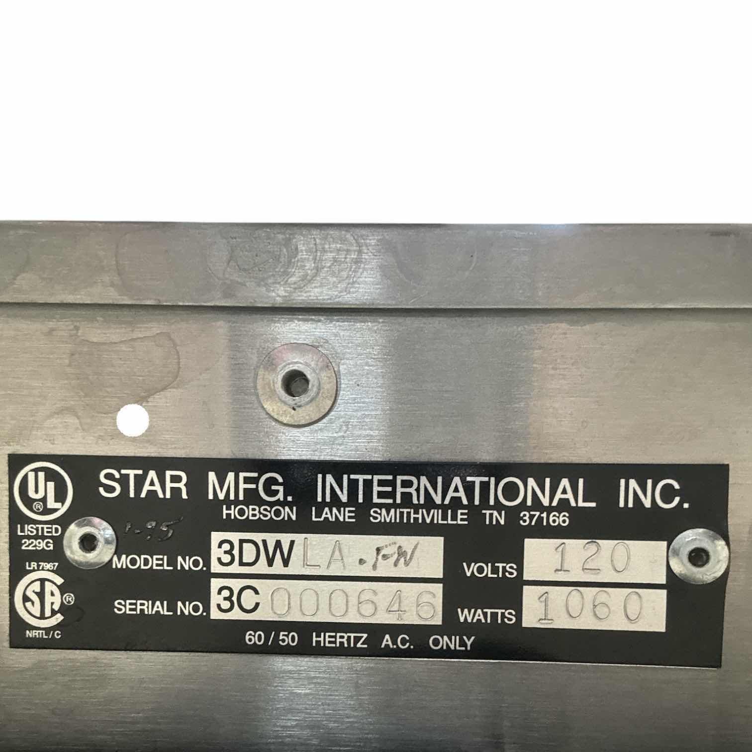 Photo 1 of STAR DOUBLE SPECIALTY WARMER (3DWLA)