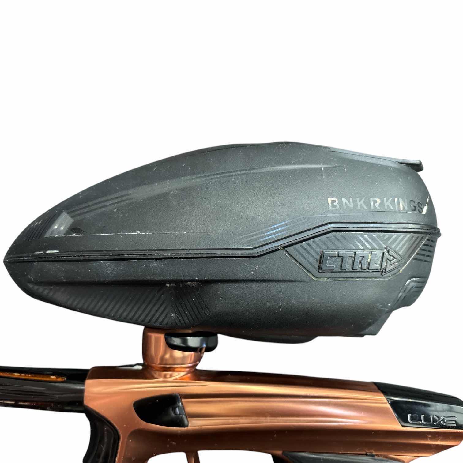 Photo 1 of DLX LUXE ICE PAINTBALL GUN (COPPER/DUST BLACK) & BUNKER KINGS CTRL PAINTBALL LOADER W SPEED FEED & DUAL RAMPS