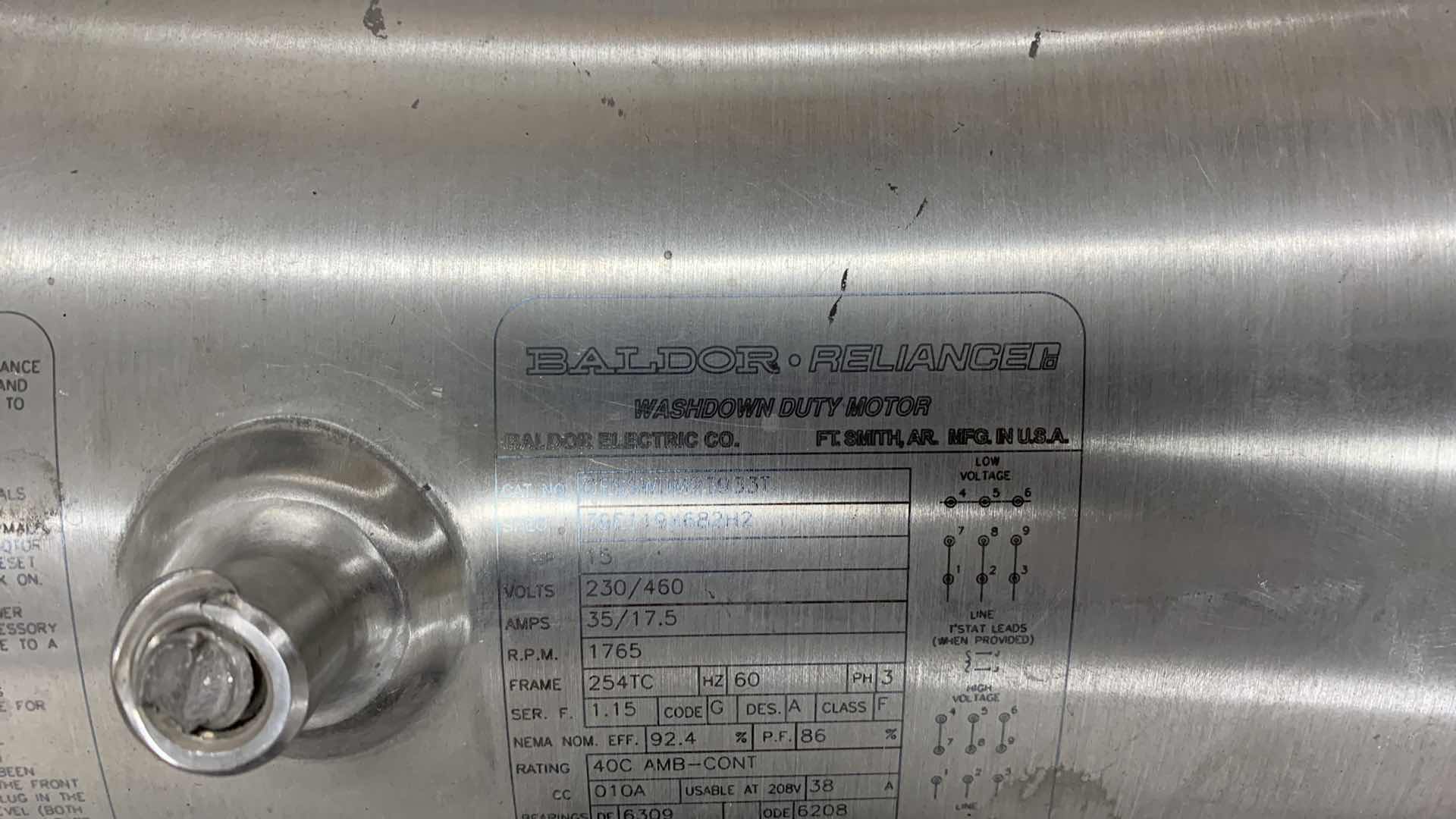 Photo 4 of BALDOR RELIANCE STAINLESS STEEL WASH DOWN DUTY MOTOR CESSWDM23933T 
