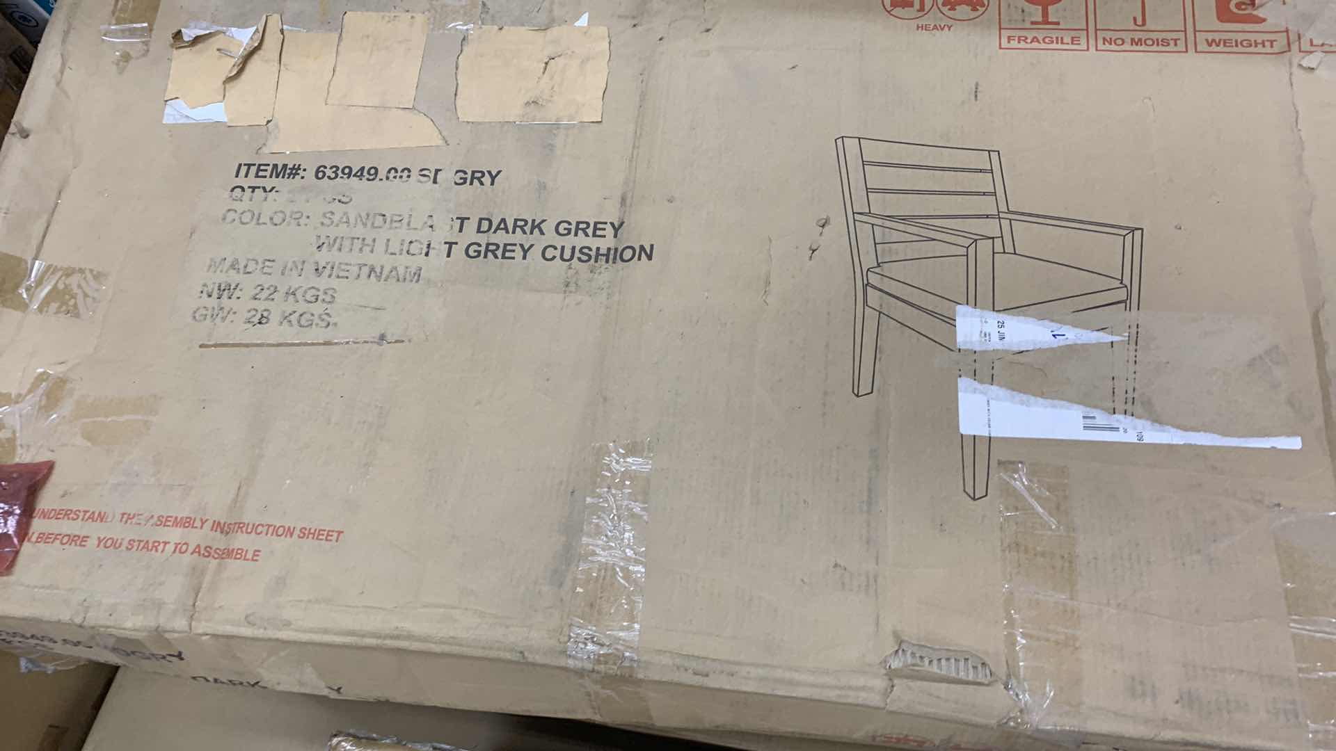 Photo 1 of ERIC OUTDOOR ACACIA WOOD SANDBLAST DARK GREEN WITH LIGHT GREY CUSHIONS CHAIRS SET OF 2