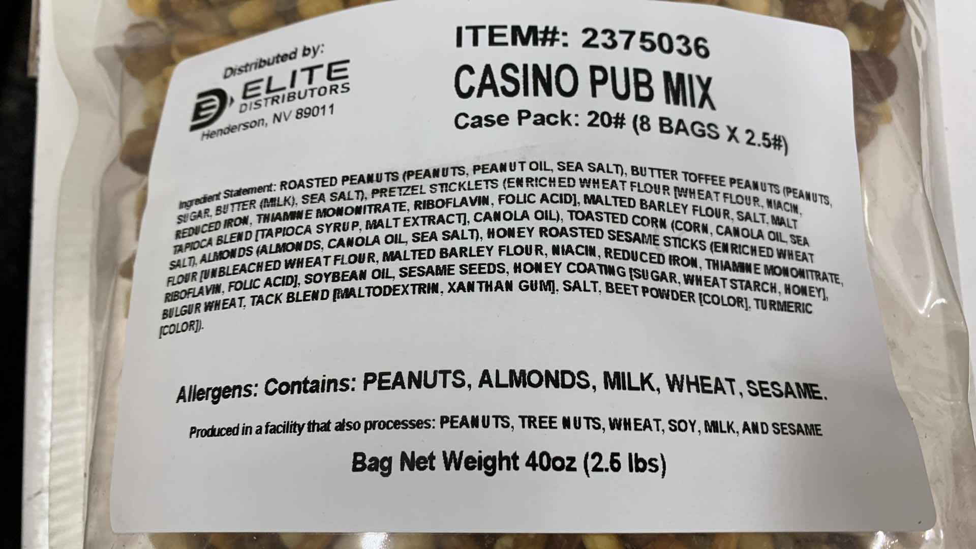 Photo 1 of CASE OF 8 CASINO PUB SNACK MIX BAGS 2.5 POUNDS