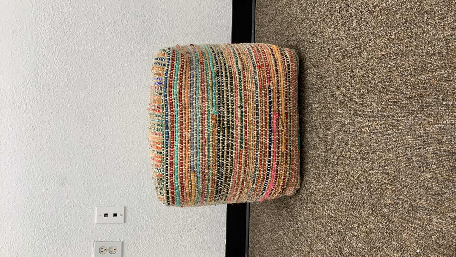 Photo 1 of ANDROS STRIPED CUBE POUF 15” x 15”
