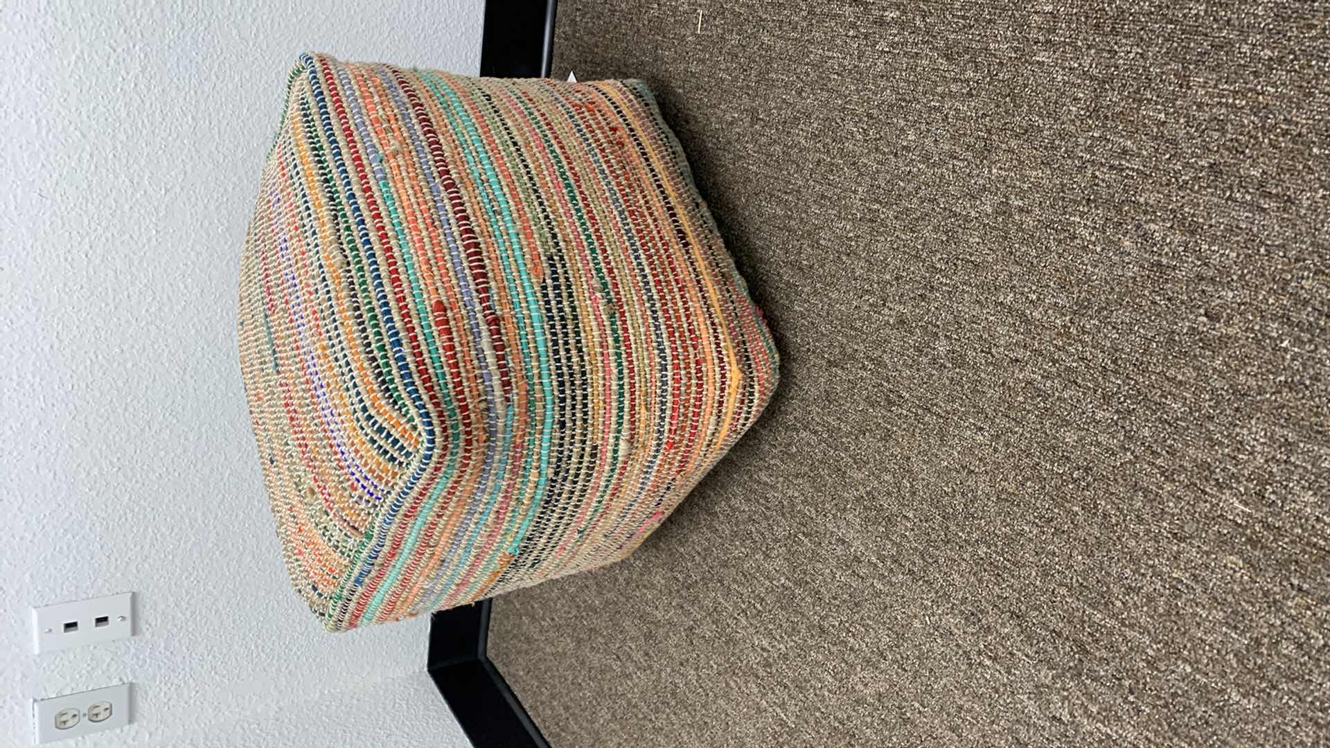 Photo 1 of ANDROS STRIPED CUBE POUF 15” x 15”