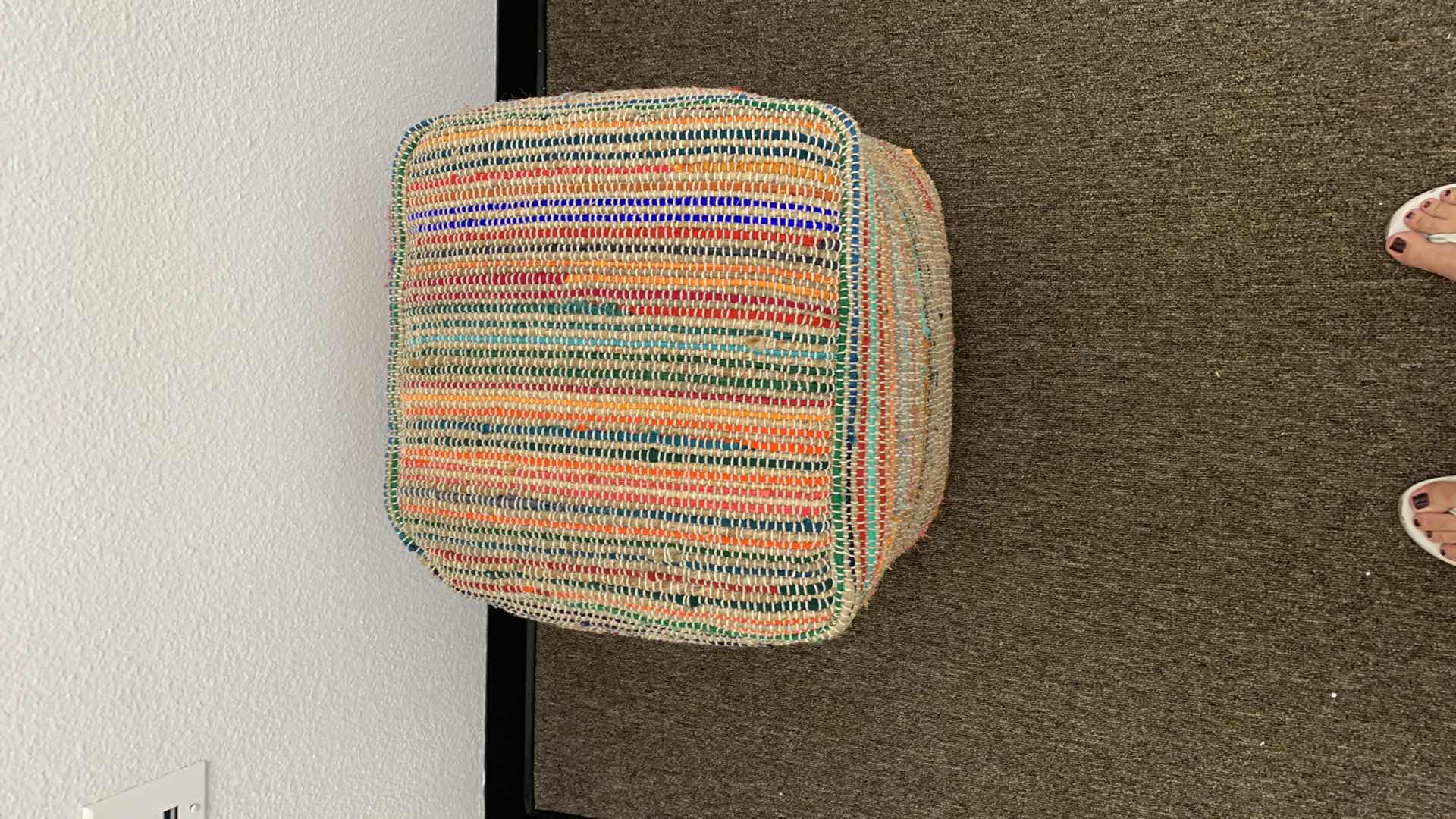 Photo 1 of ANDROS STRIPED CUBE POUF 15” x 15”