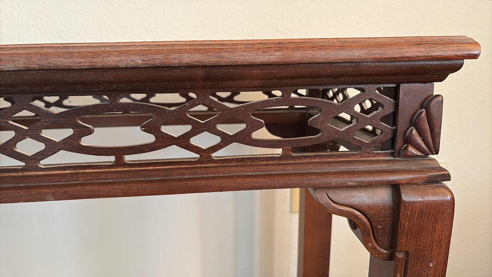 Photo 1 of CHIPPENDALE CARVED SOFA TABLE 47.5”X16H28”