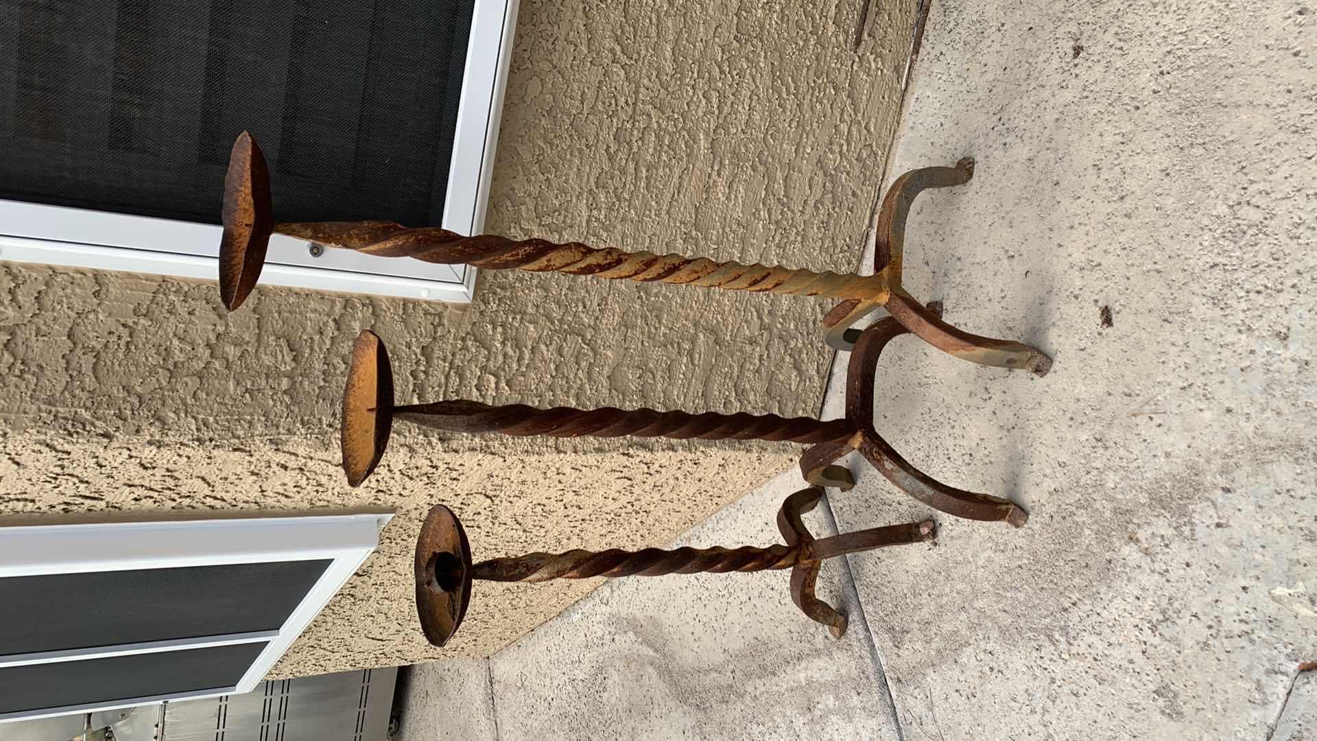Photo 1 of 3-GILT IRON CANDLE STICK HOLDERS 44”