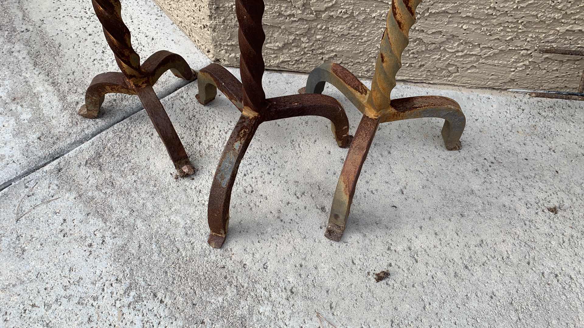 Photo 1 of 3-GILT IRON CANDLE STICK HOLDERS 44”