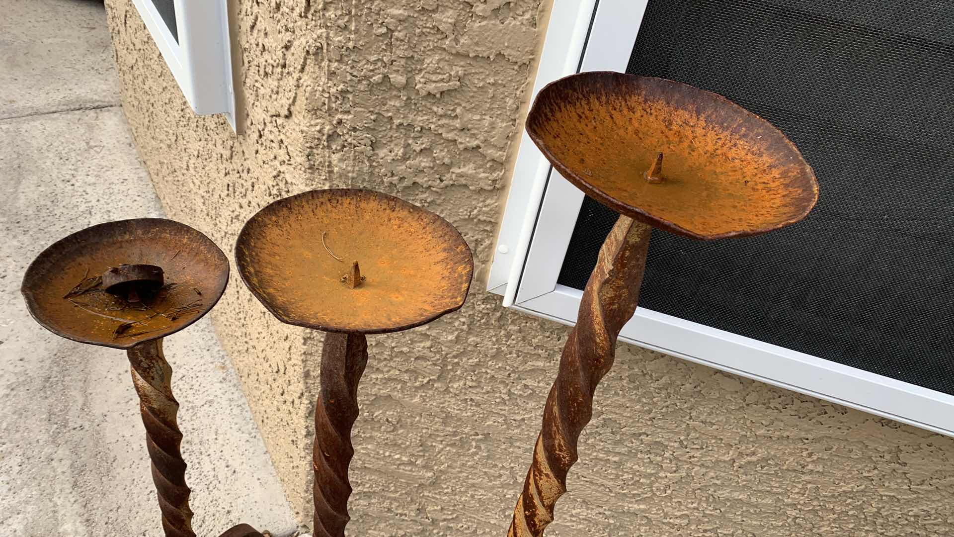 Photo 1 of 3-GILT IRON CANDLE STICK HOLDERS 44”