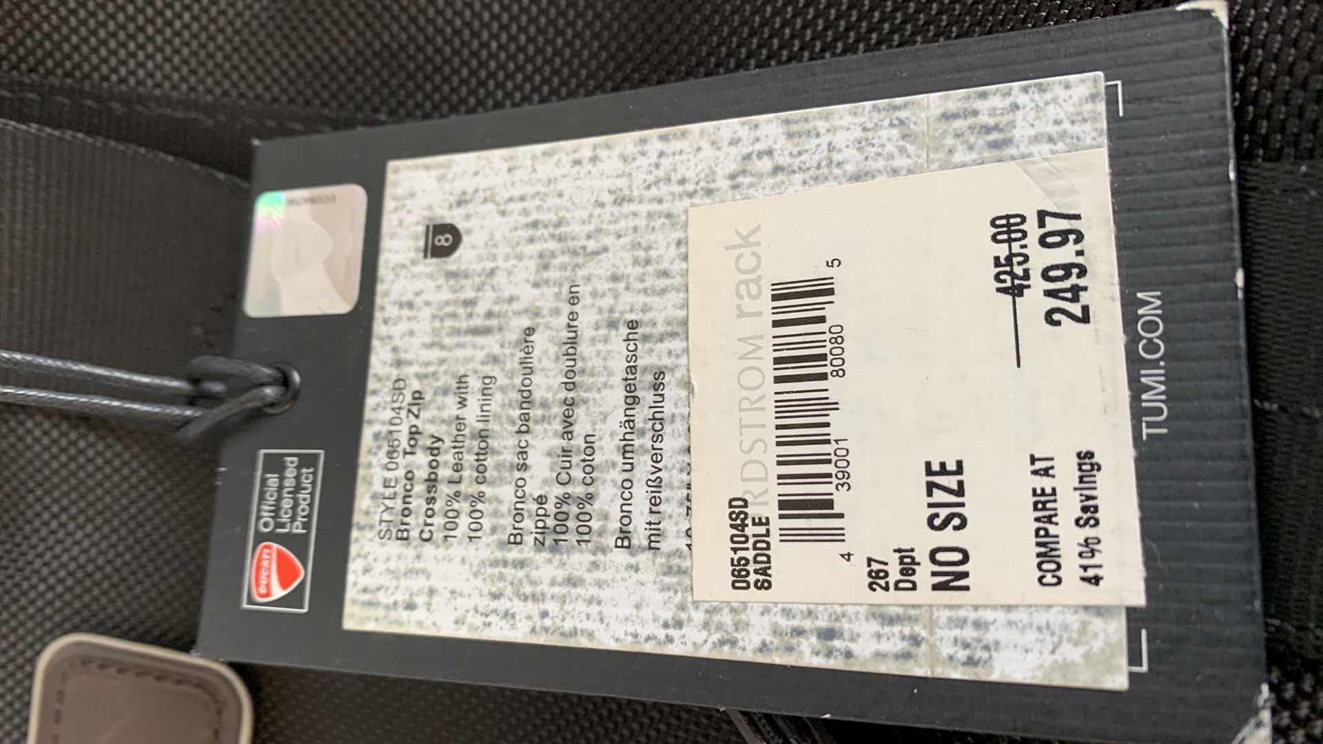 Photo 1 of *INCOMPLETE, SEE NOTES** TUMI BRONCO TOP ZIP CROSSBODY BAG