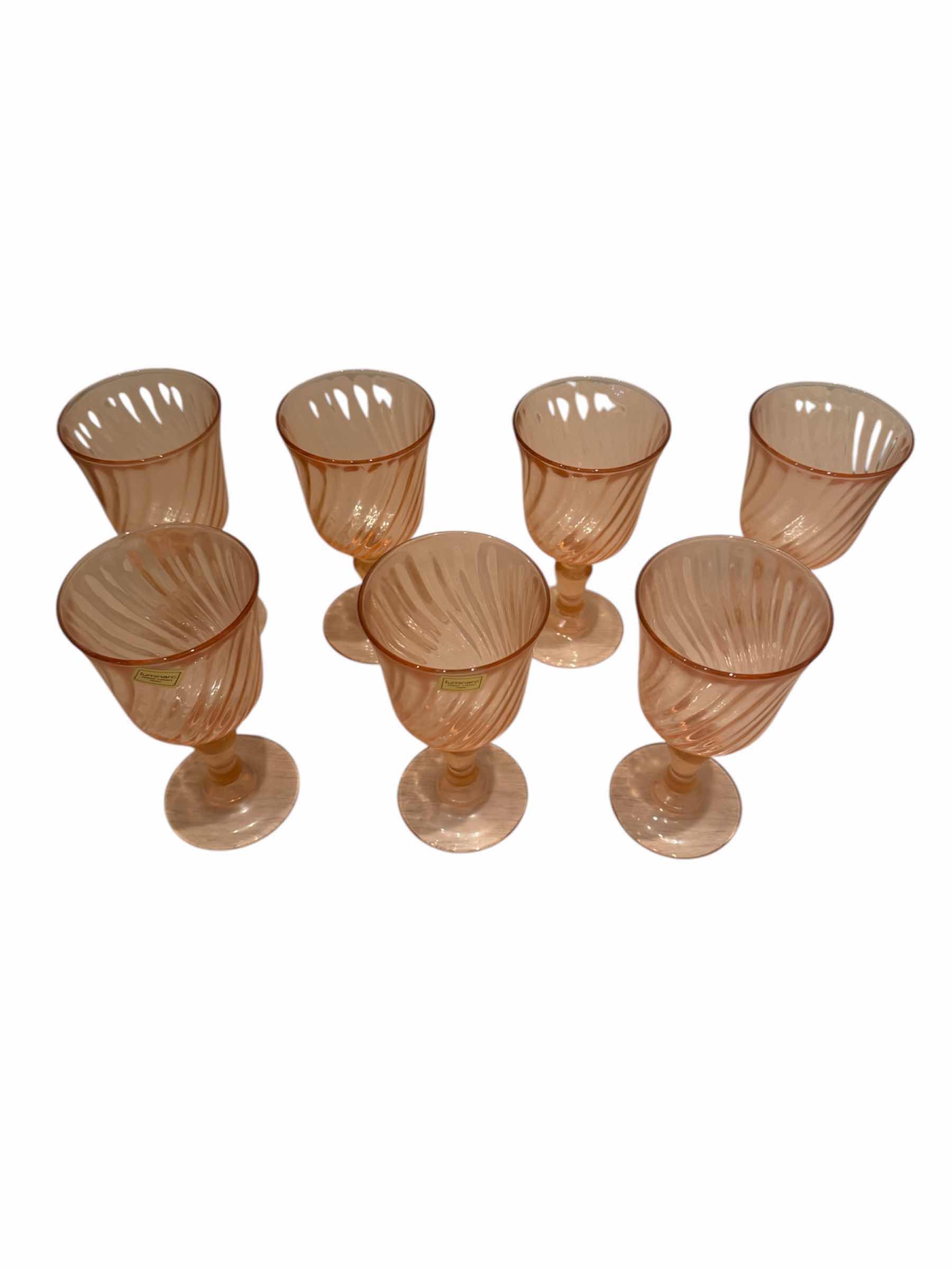 Photo 3 of 7-LUMINARC ROSALINE PINK SWIRL GLASSES D3” X H6”