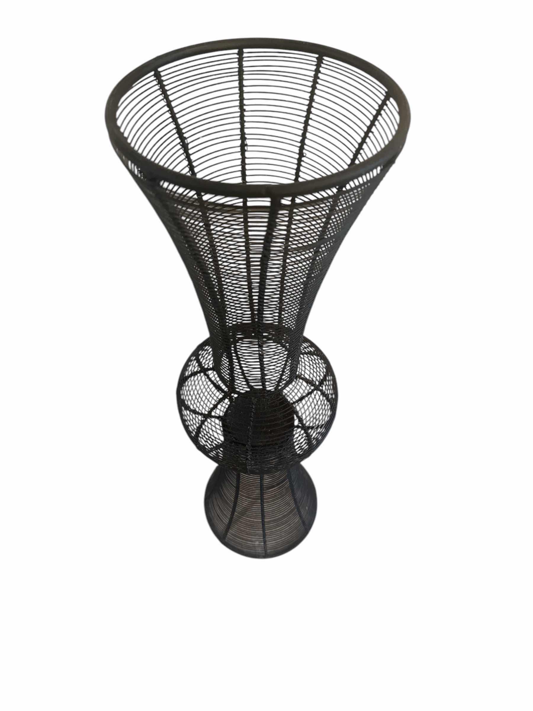 Photo 1 of METAL AND TILE PLANT STAND AND ONE METAL VASE 20” H 8” & 25”